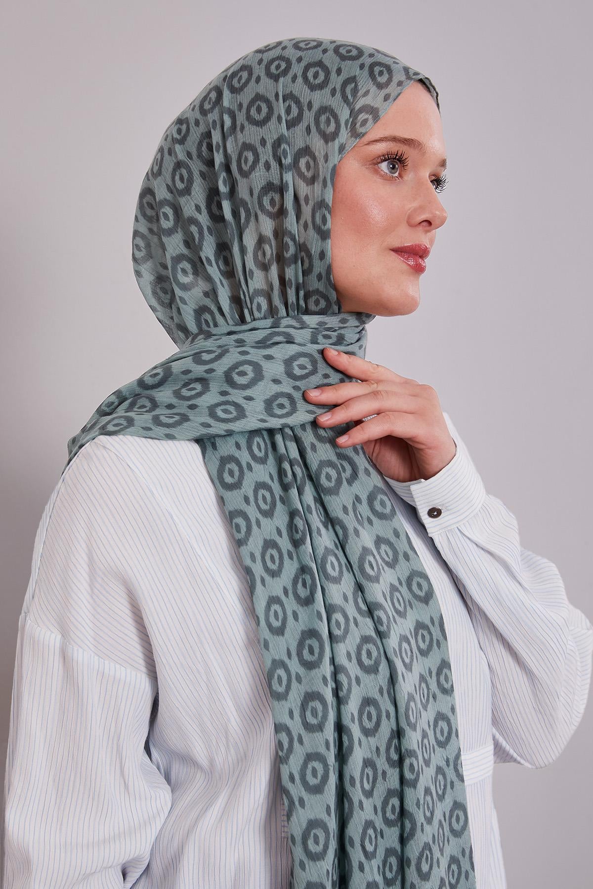 Fivescarf Yeşil Micro Desenli Craze Comfort Şal