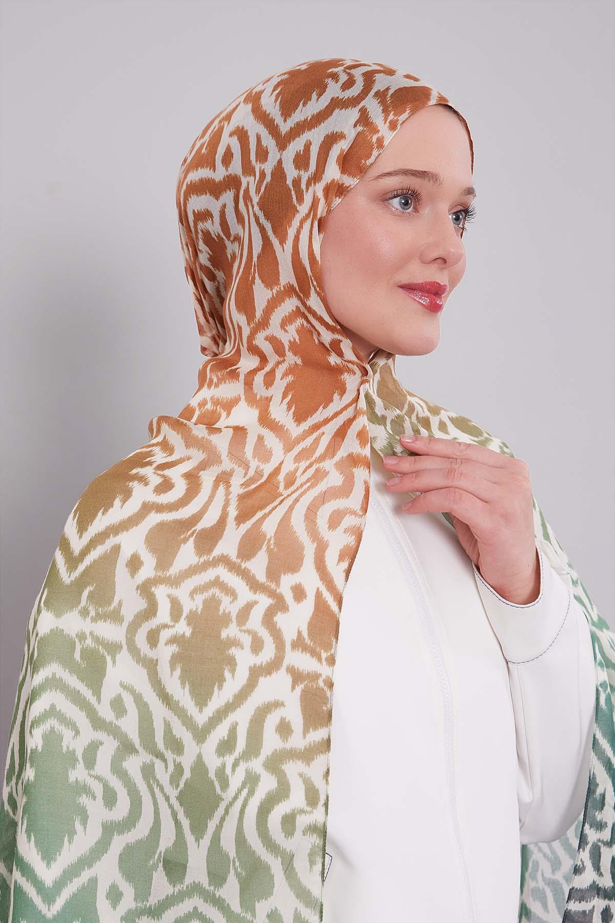 Fivescarf Yeşil Renk Geçişli Vivian Şal