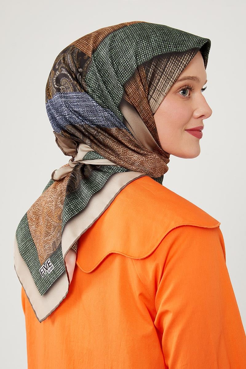 Fivescarf Yeşil Twil Digital Eşarp