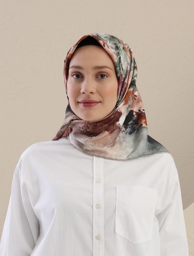 Fivescarf Yeşil Twill Digital Eşarp