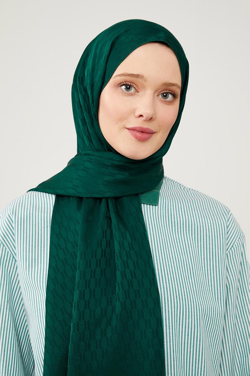 Fivescarf Zümrüt Burgu Desen Jakarlı Elegance Şal