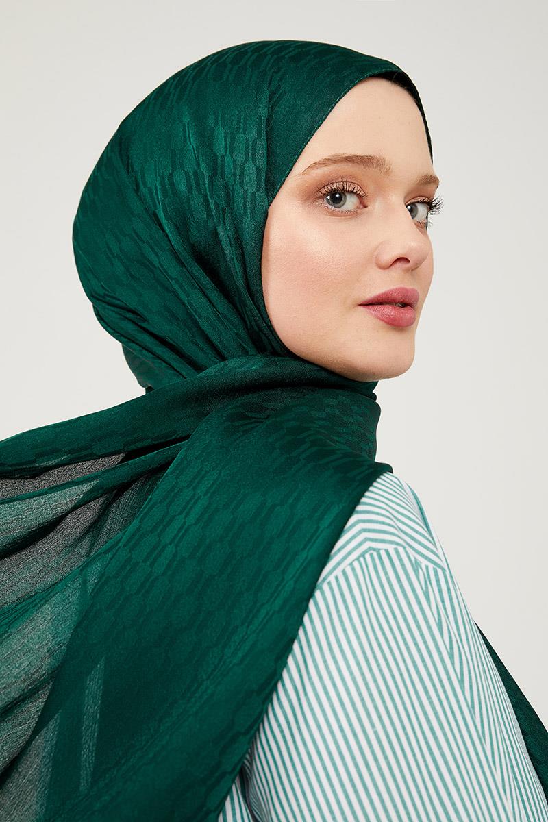 Fivescarf Zümrüt Burgu Desen Jakarlı Elegance Şal