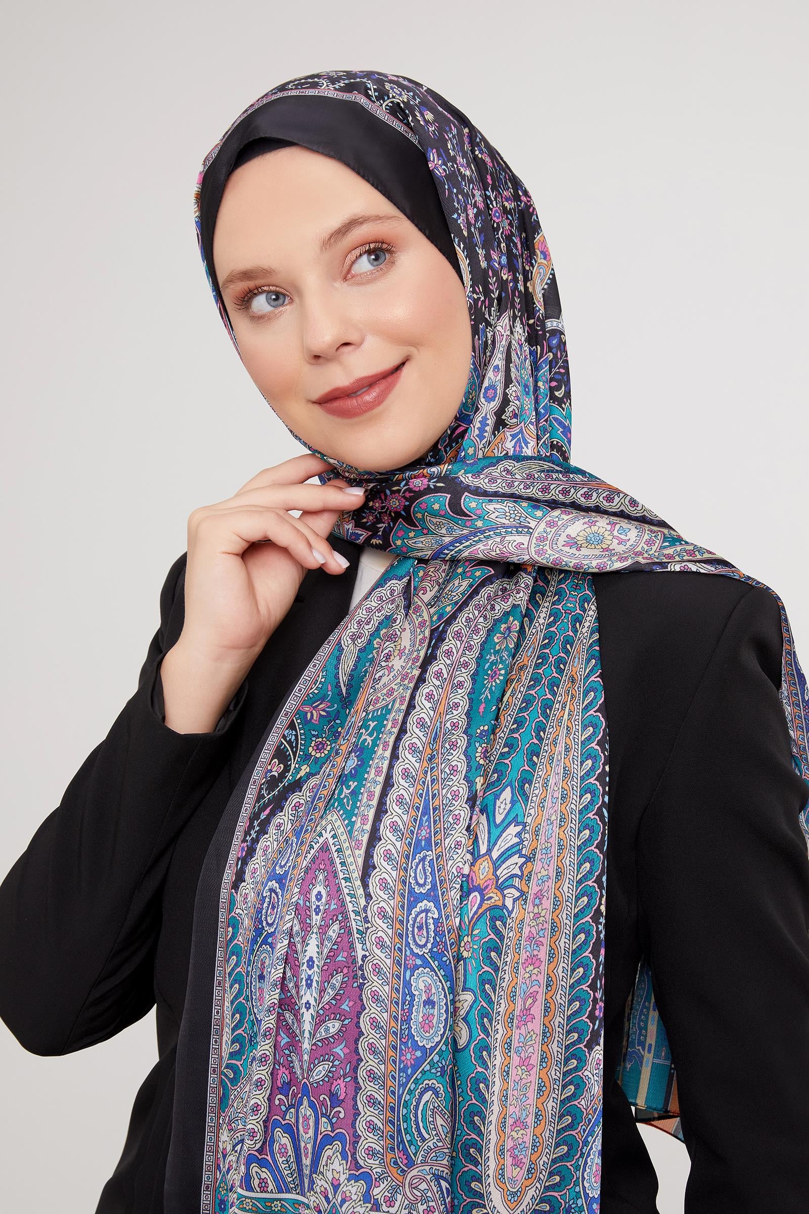 Fivescarf Zümrüt Etnik Desen Vual İpek Şal