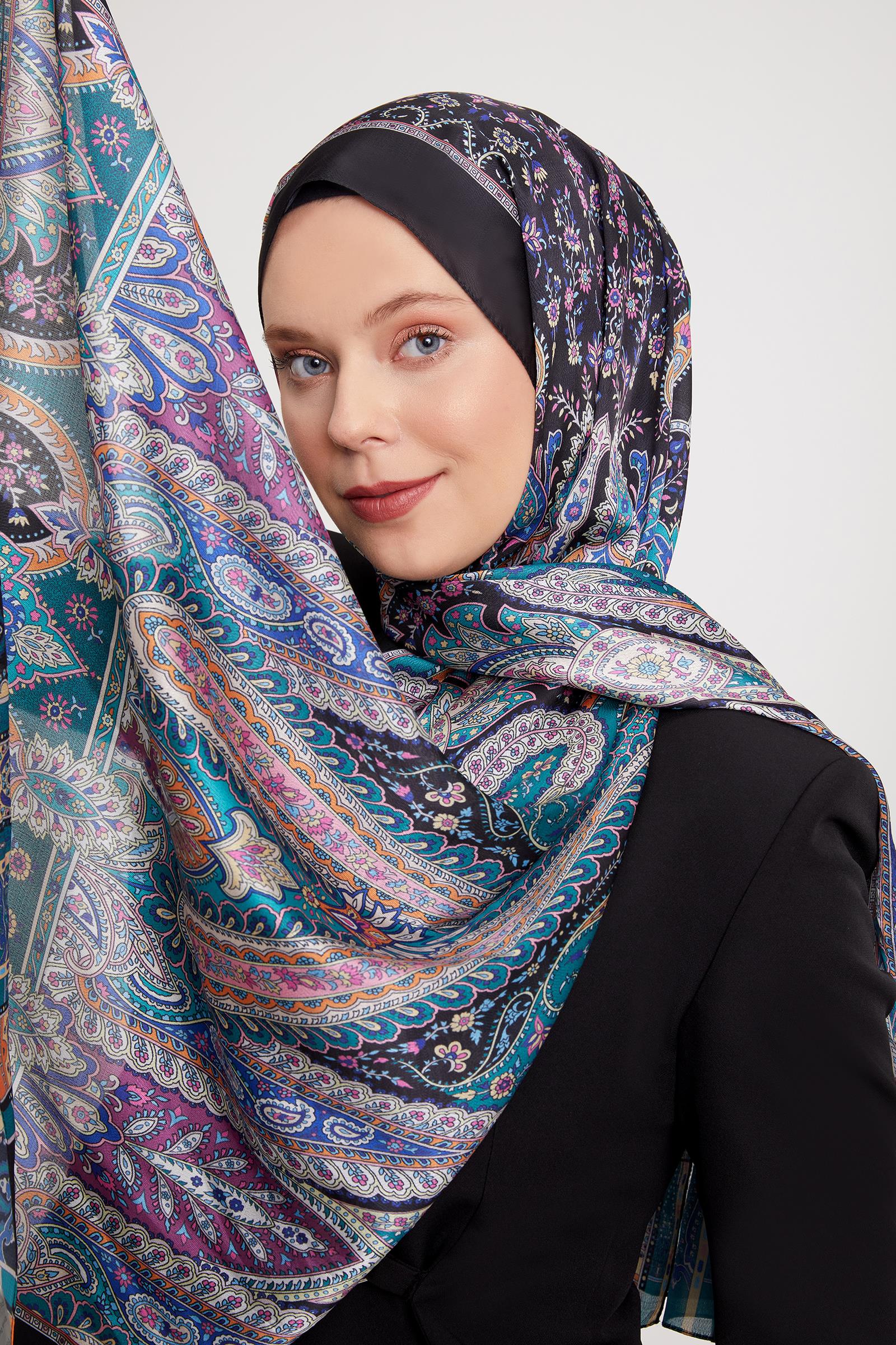 Fivescarf Zümrüt Etnik Desen Vual İpek Şal