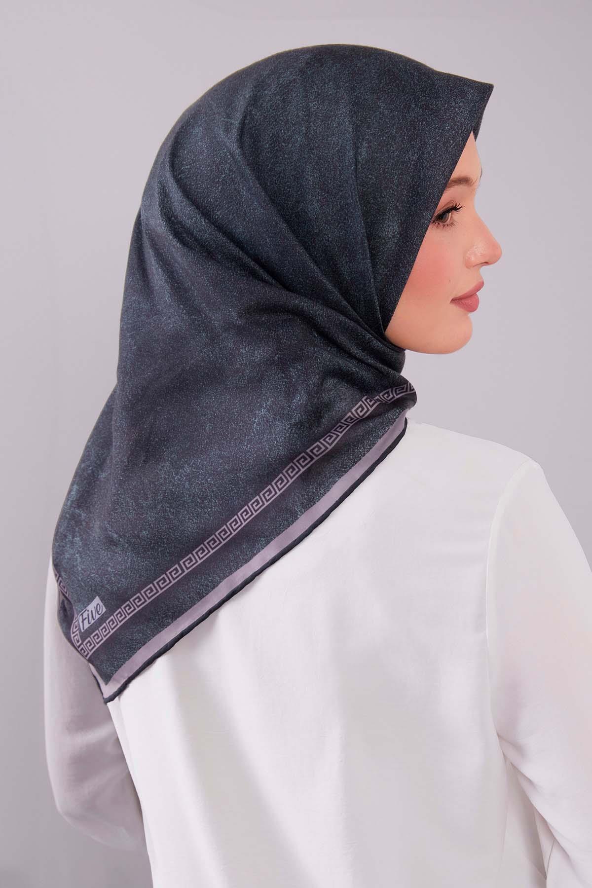 Fivescarf Zümrüt Kenar Motifli Silk Cotton Eşarp