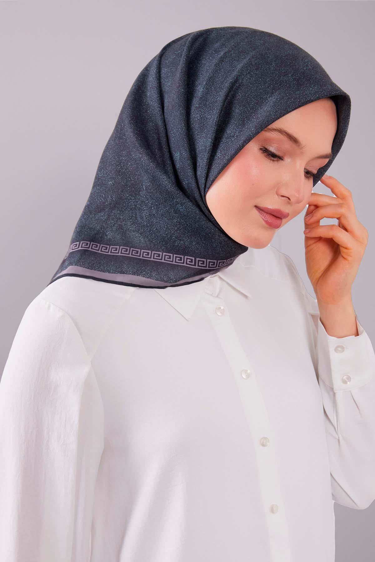 Fivescarf Zümrüt Kenar Motifli Silk Cotton Eşarp