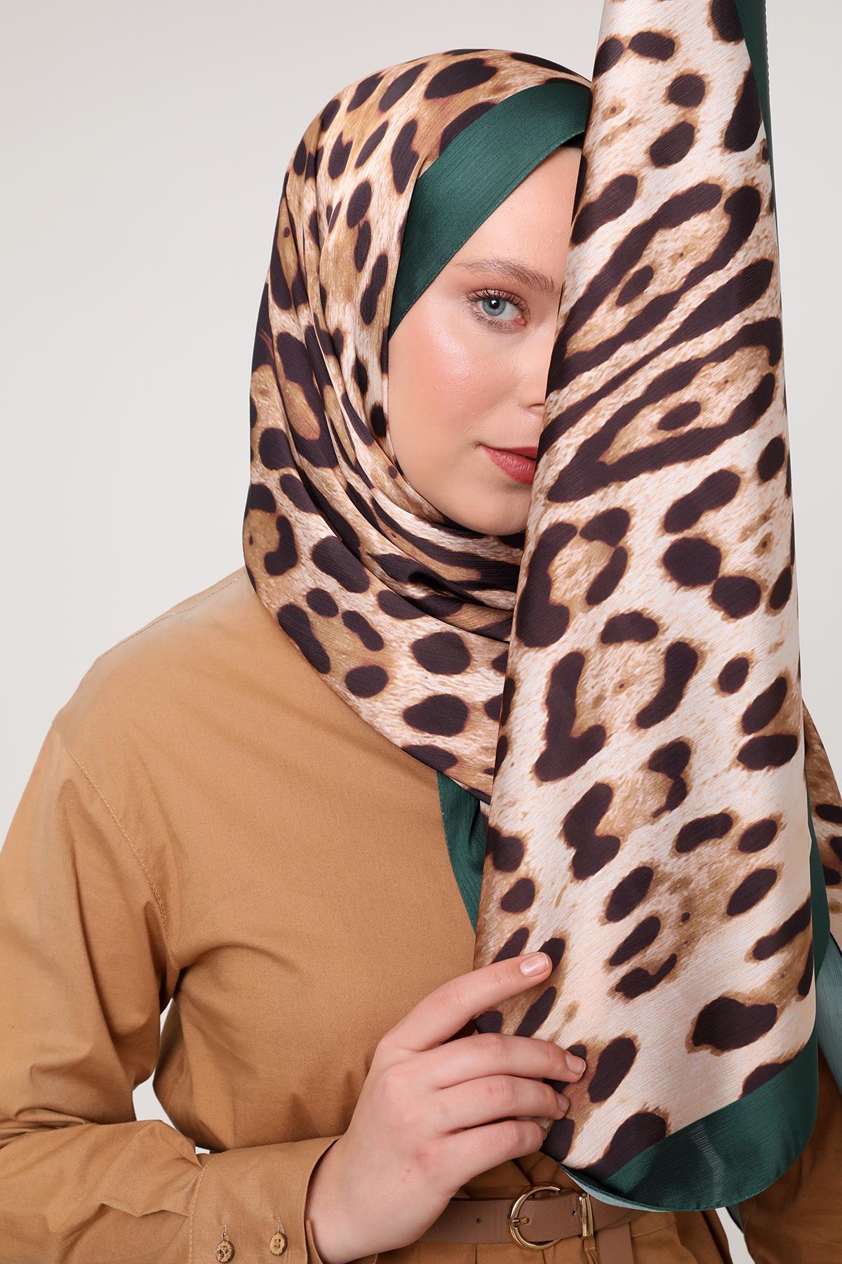 Fivescarf Zümrüt Leopar Desen Brand Şal