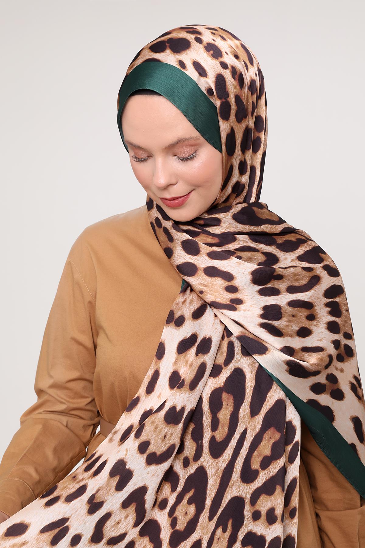 Fivescarf Zümrüt Leopar Desen Brand Şal