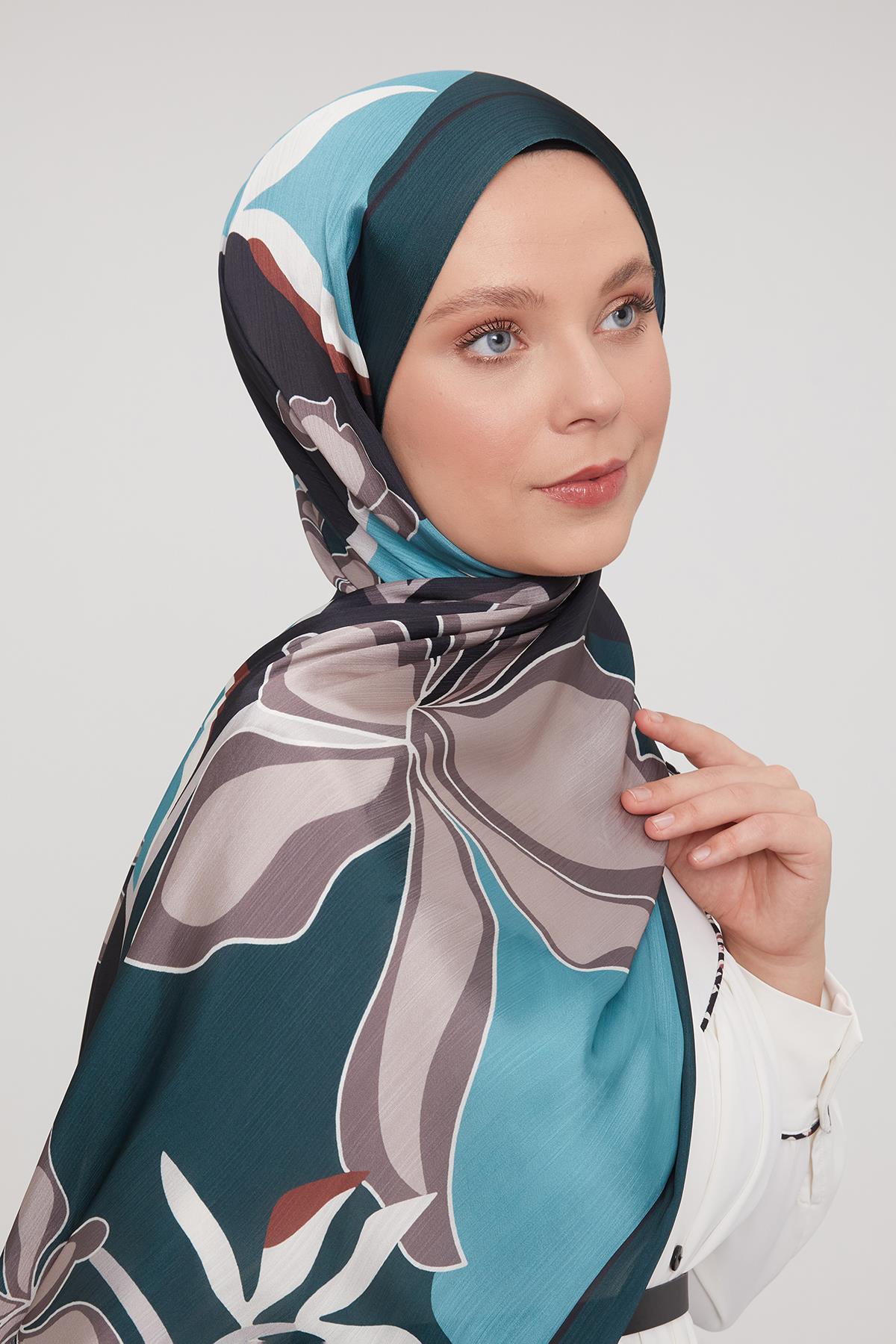 Fivescarf Zümrüt Soyut Çiçek Desen Brand Şal