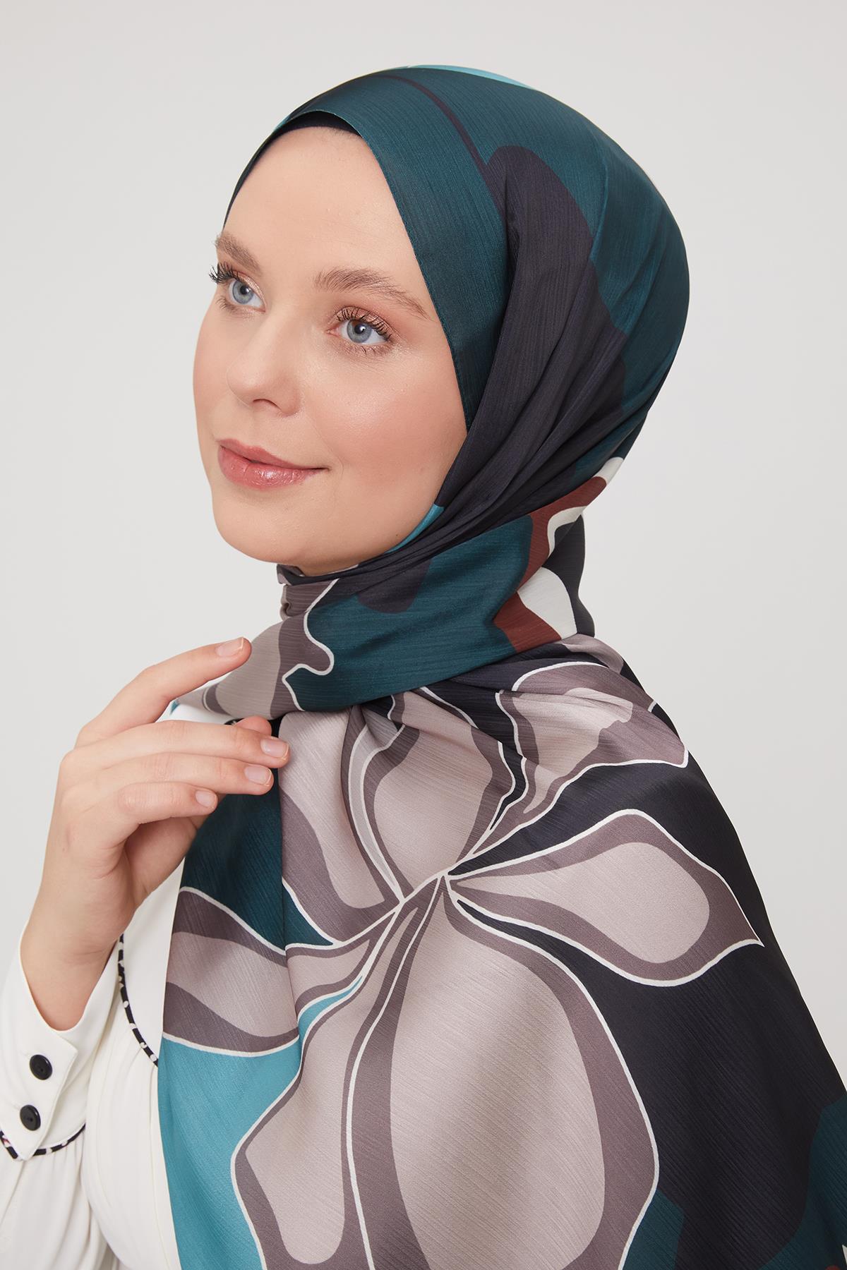 Fivescarf Zümrüt Soyut Çiçek Desen Brand Şal