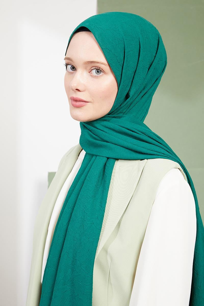 Fivescarf Zümrüt Yeşili Kraş Krep Şal