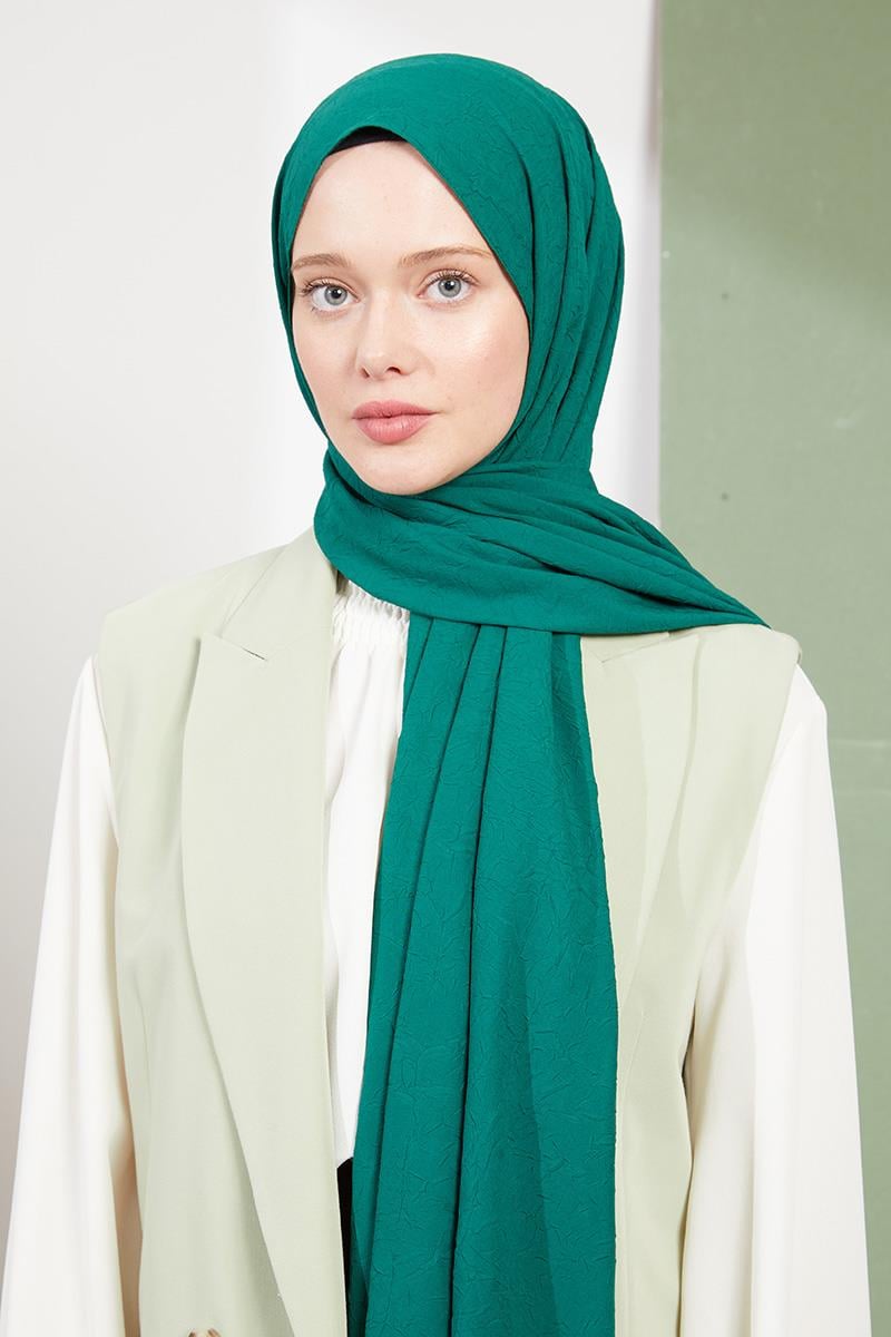 Fivescarf Zümrüt Yeşili Kraş Krep Şal
