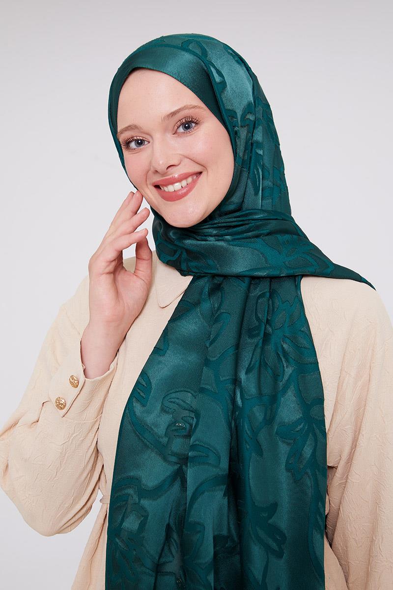 Fivescarf Zümrüt Yonca Desen Deluxe Devore Şal