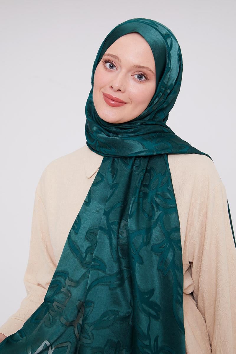 Fivescarf Zümrüt Yonca Desen Deluxe Devore Şal