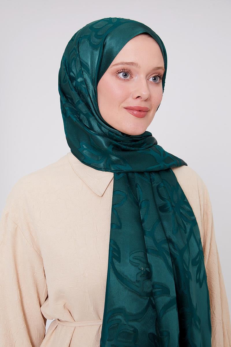 Fivescarf Zümrüt Yonca Desen Deluxe Devore Şal