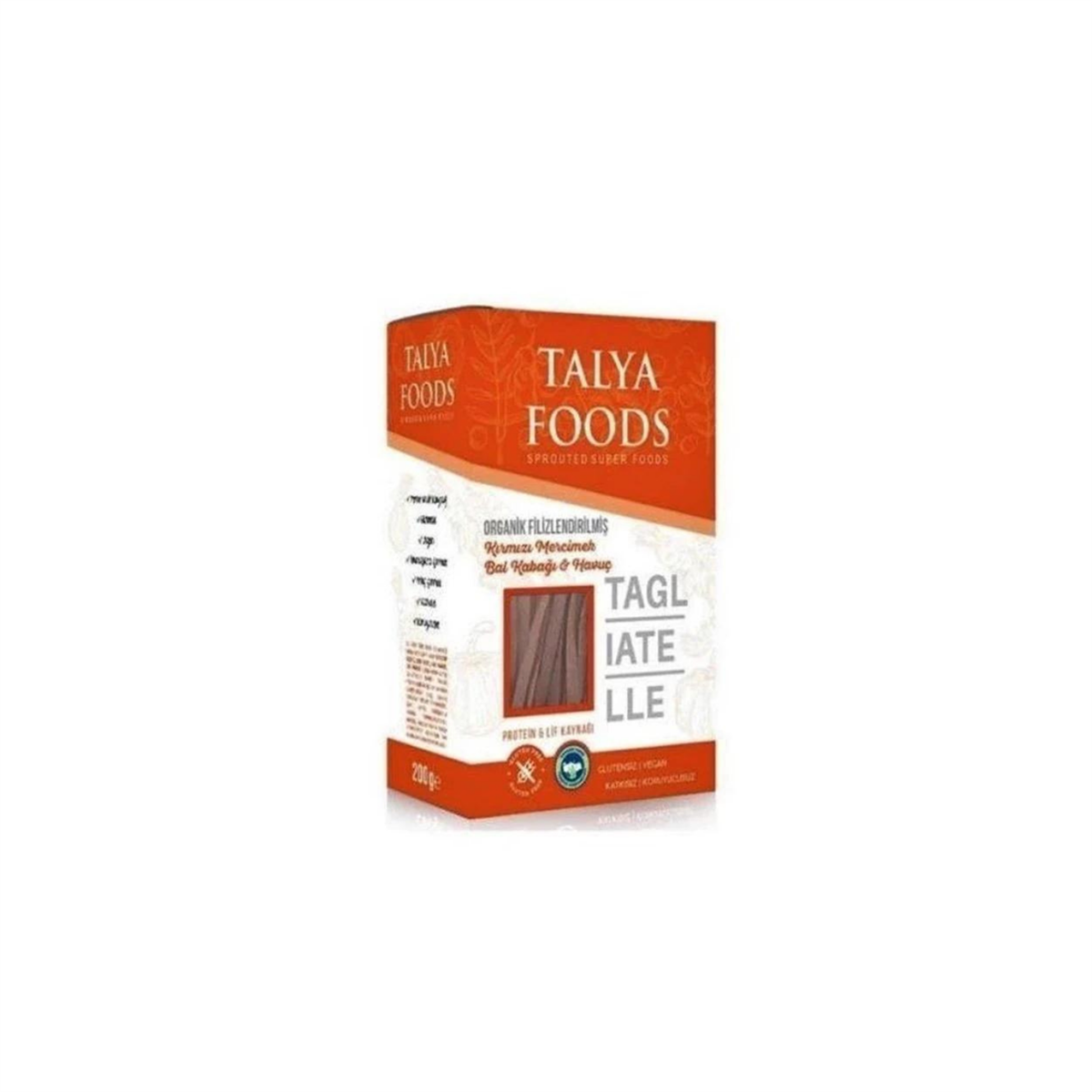 Talya Foods Organik Filizlendirilmiş Kırmızı Mercimek Bal Kabağı Havuç Tagliatelle 200 gr
