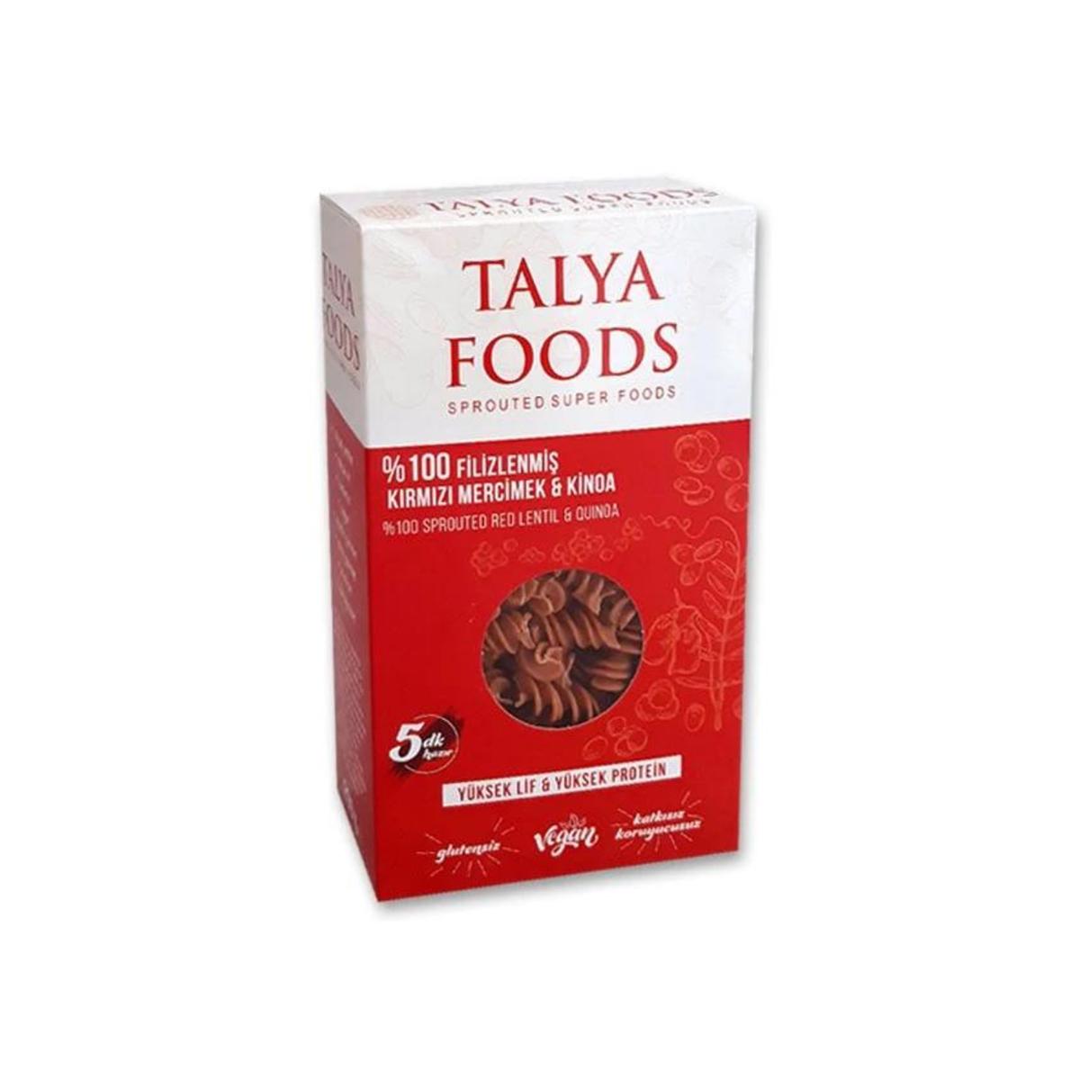 Talya Foods Filizlenmiş Kırmızı Mercimek Kinoa Makarnası 200 gr