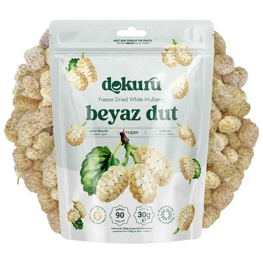 Dokuru Dondurularak Kurutulmuş Beyaz Dut 30 grVafi