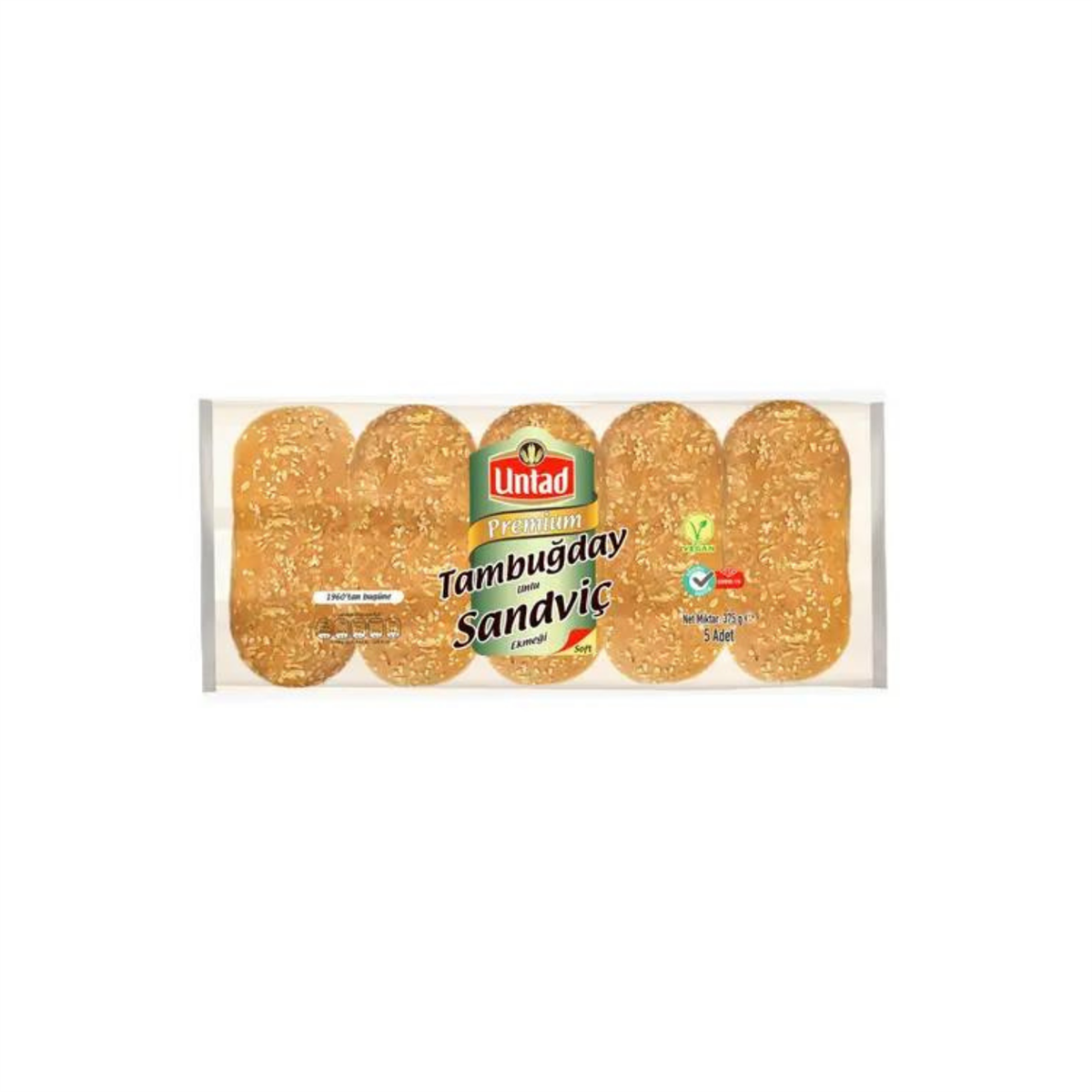 Untad Premium Tambuğday Sandviç Ekmeği 5*375 gr