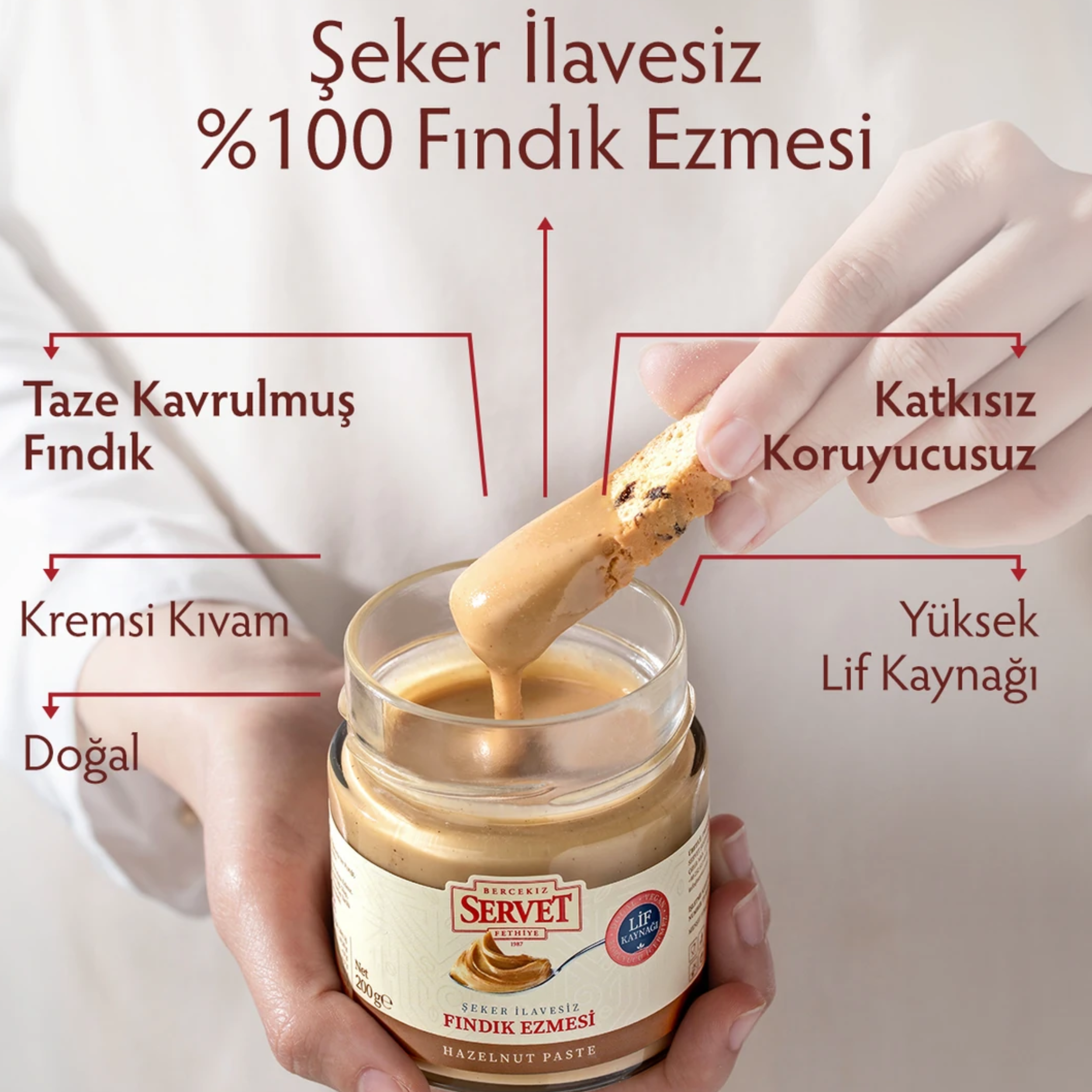 Servet Şekersiz Yer Fıstığı Ezmesi 200 grServet