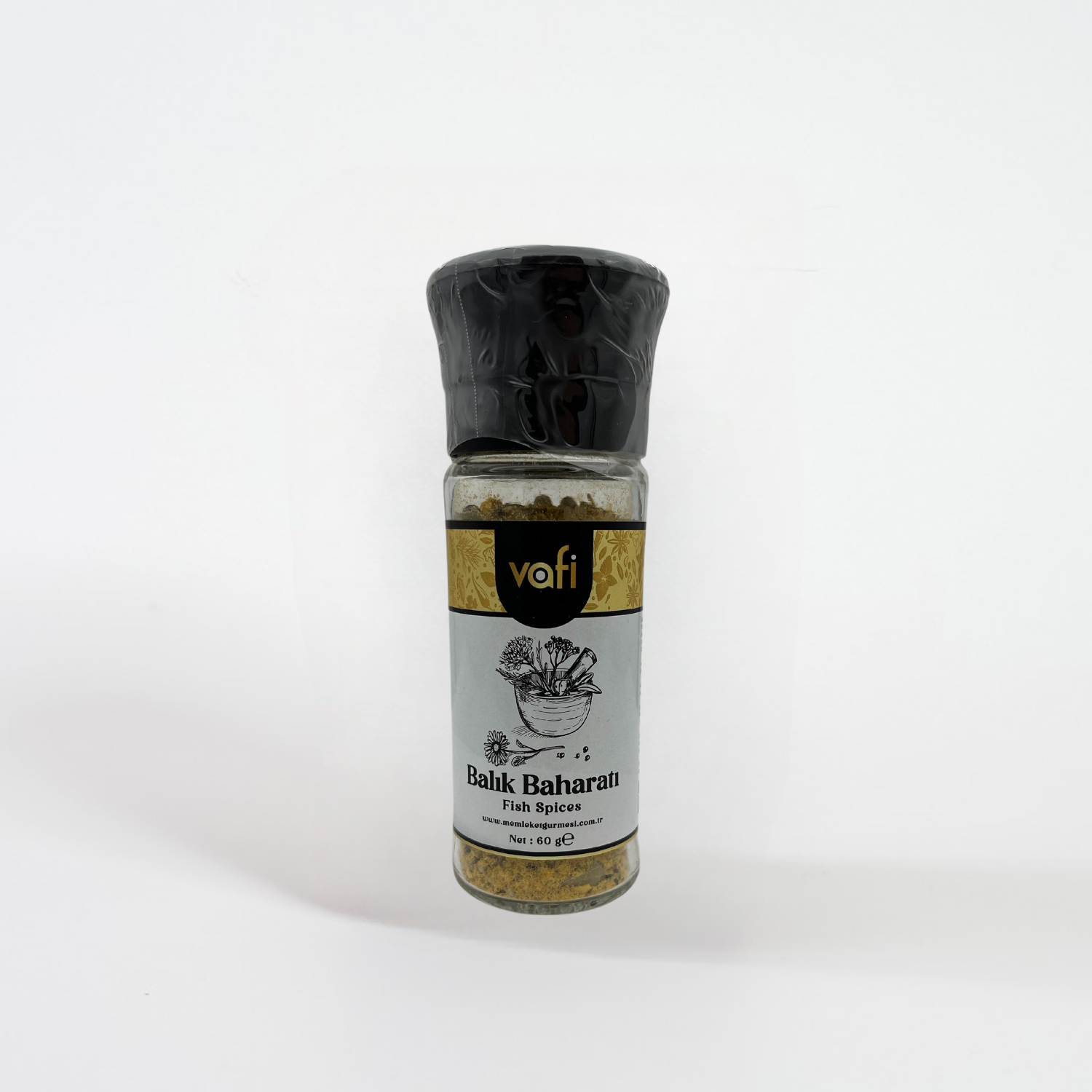 Vafi Cam Değirmen Kapak Serisi Balık Baharatı 60 grVafi