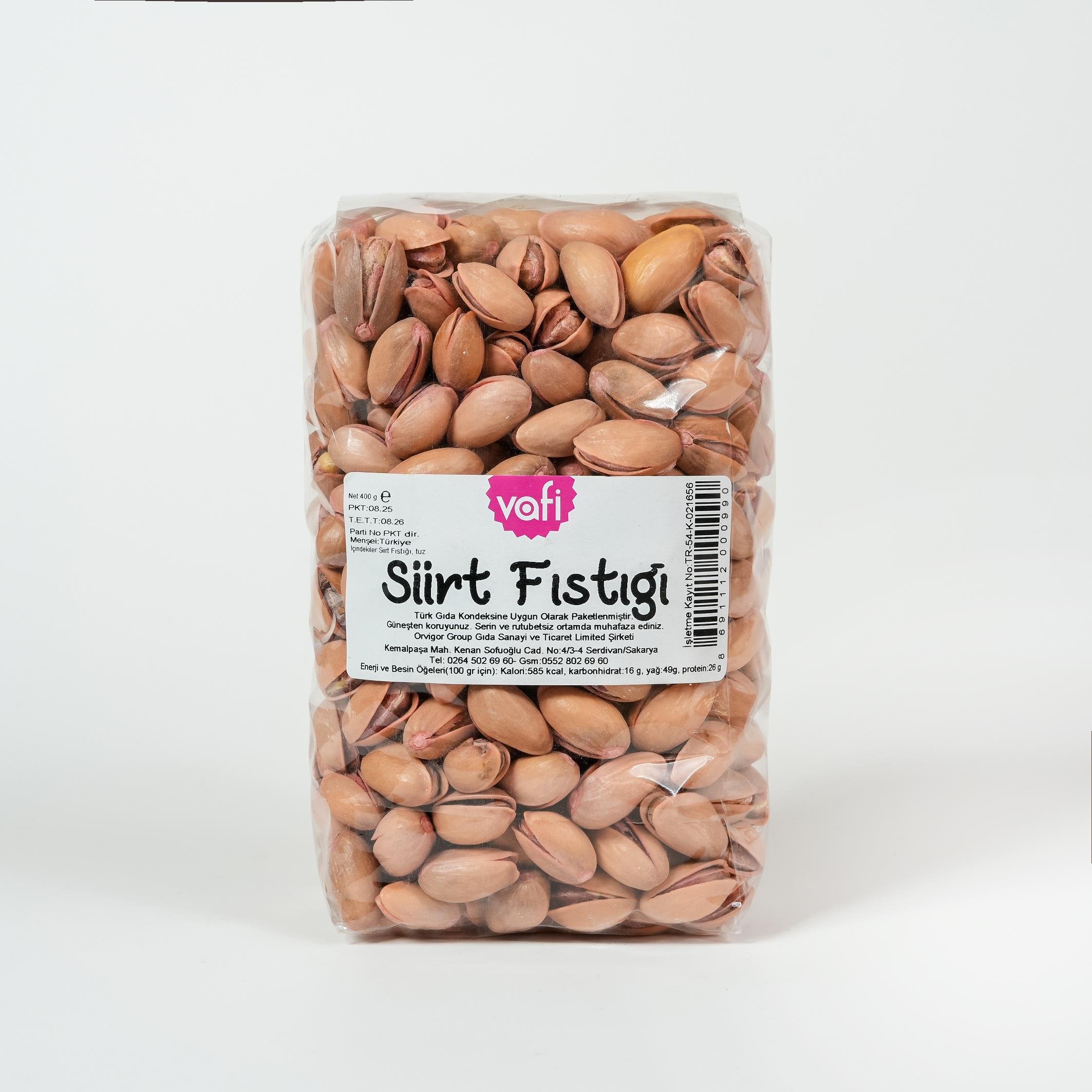 Vafi Kuruyemiş Serisi Siirt Fıstık 400 GRMemleket Gurmesi