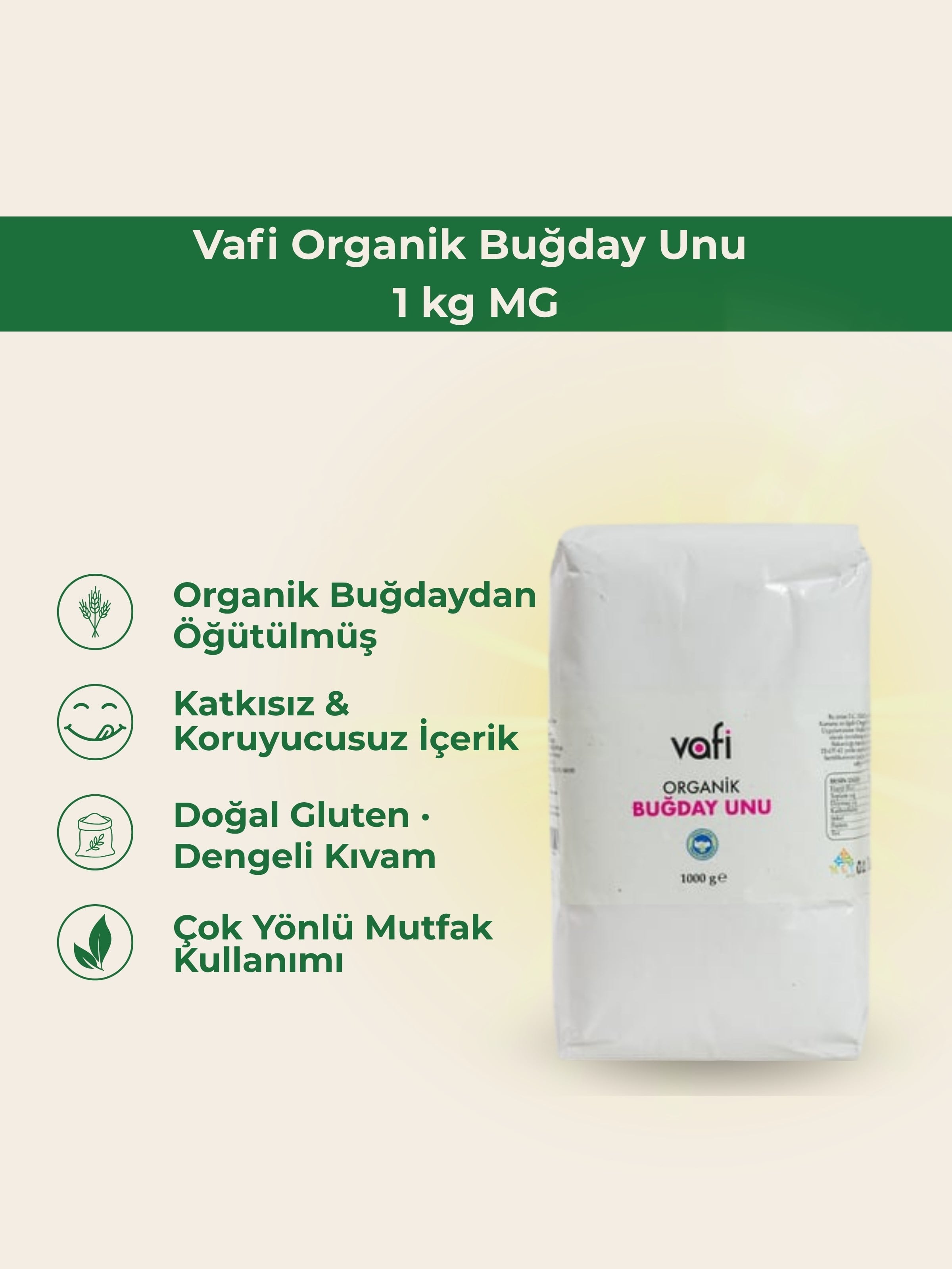 Vafi Organik Buğday Unu 1 kg MGMemleket Gurmesi