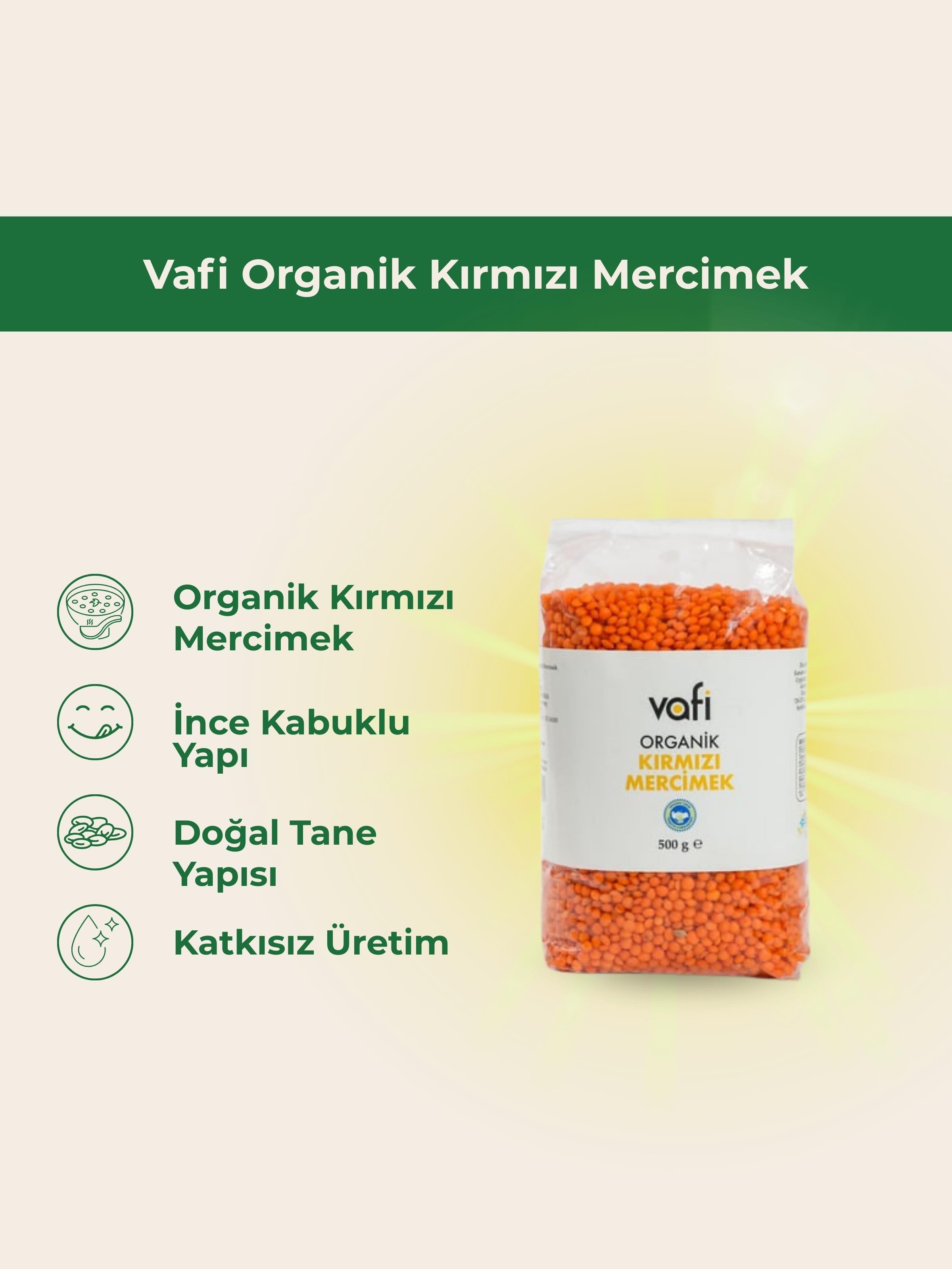 Vafi Organik Kırmızı Mercimek 500 gr MGMemleket Gurmesi