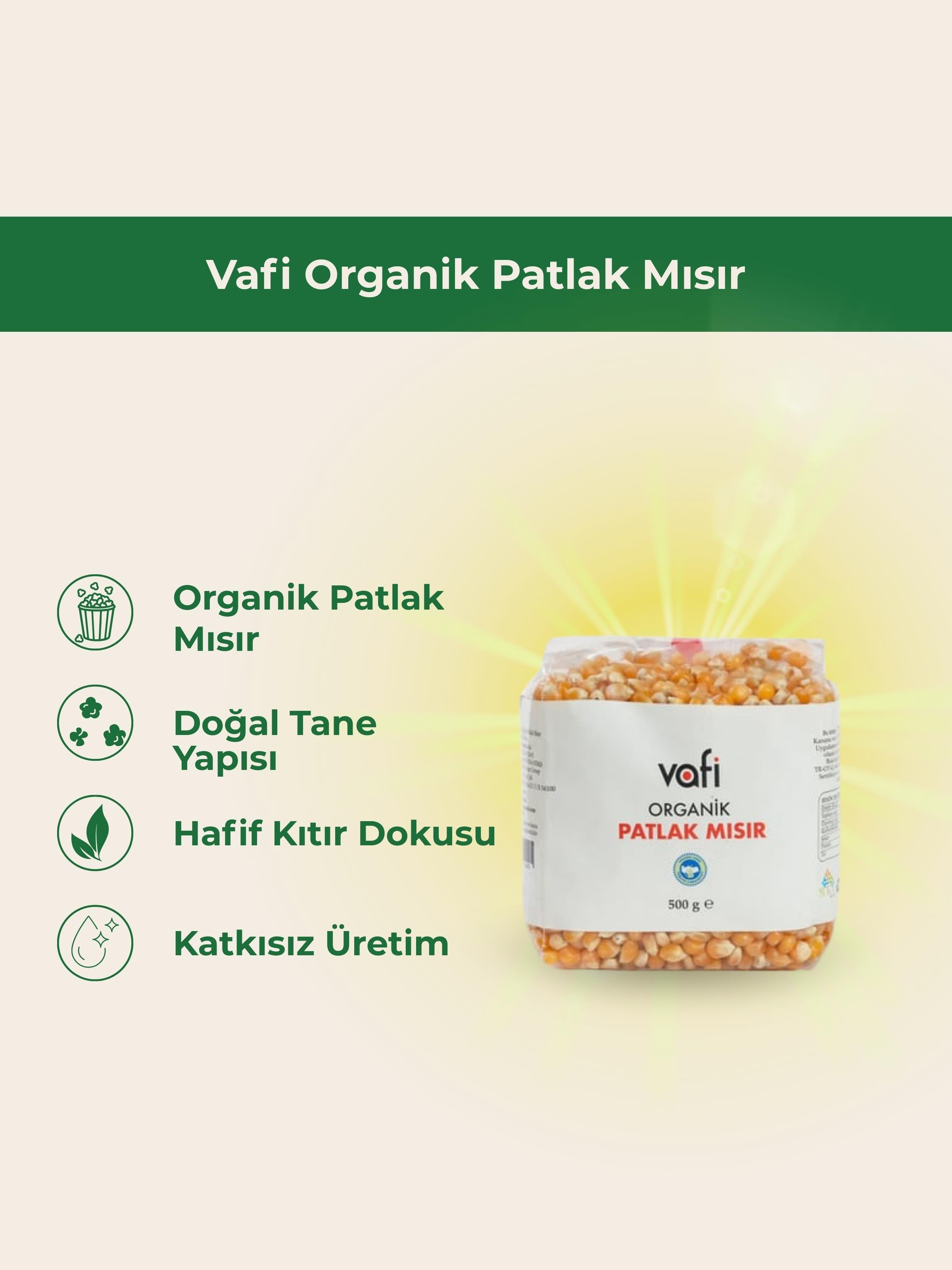 Vafi Organik Patlak Mısır 500 gr MGMemleket Gurmesi