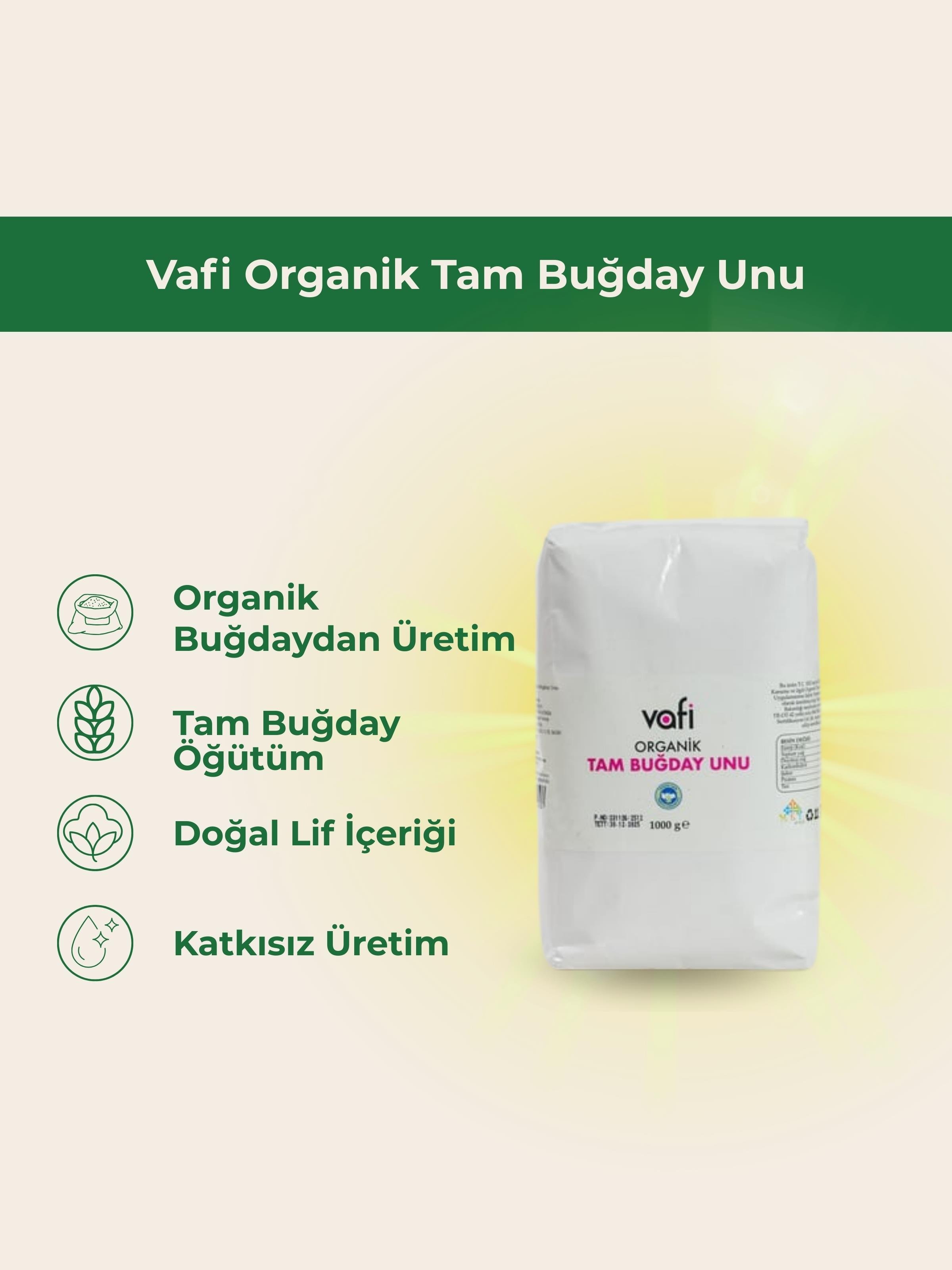 Vafi Organik Tam Buğday Unu 1000 gr MGMemleket Gurmesi