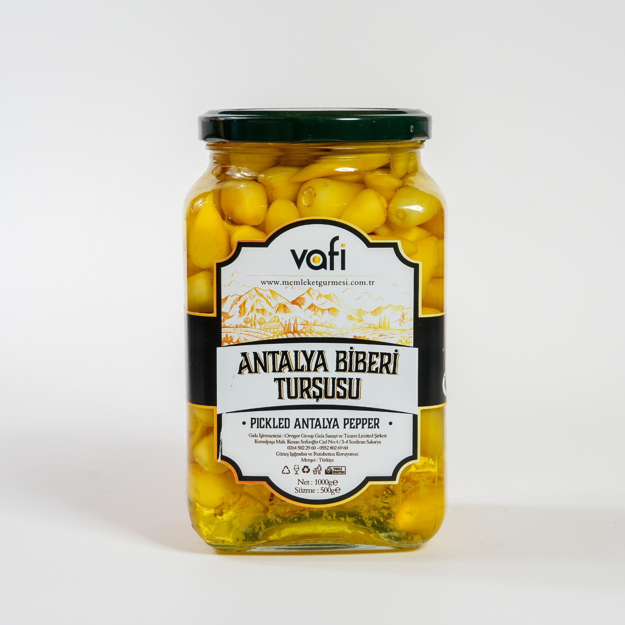Vafi Turşu Serisi Antalya Biberi Turşusu 1000cc-500grVafi