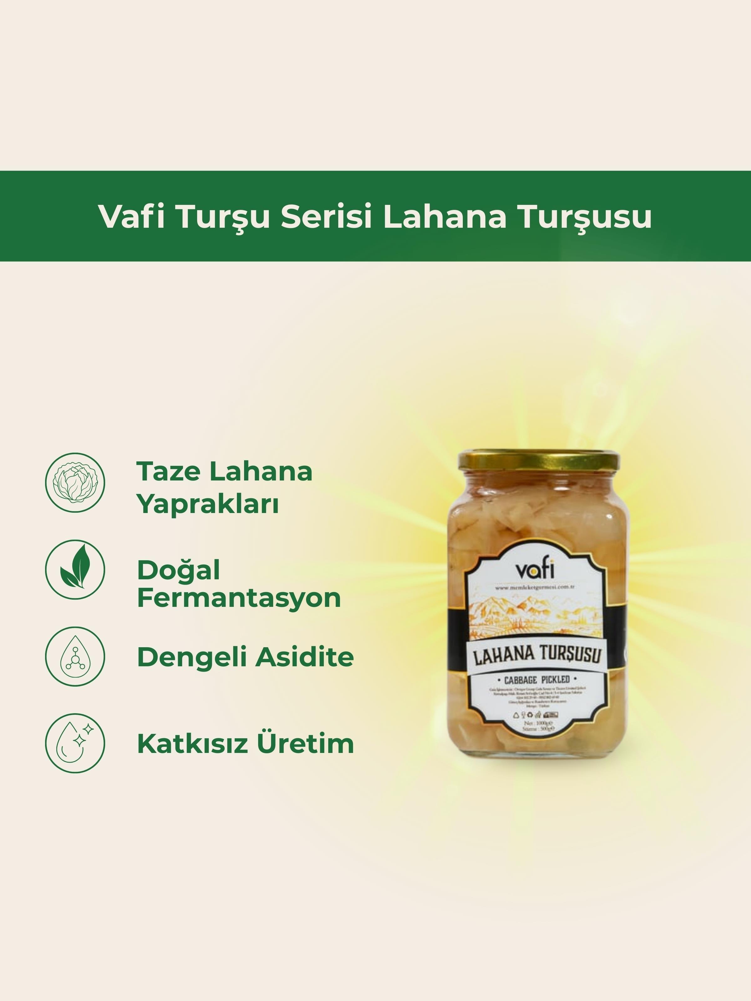 Vafi Turşu Serisi Lahana Turşusu 1000cc-500grMemleket Gurmesi