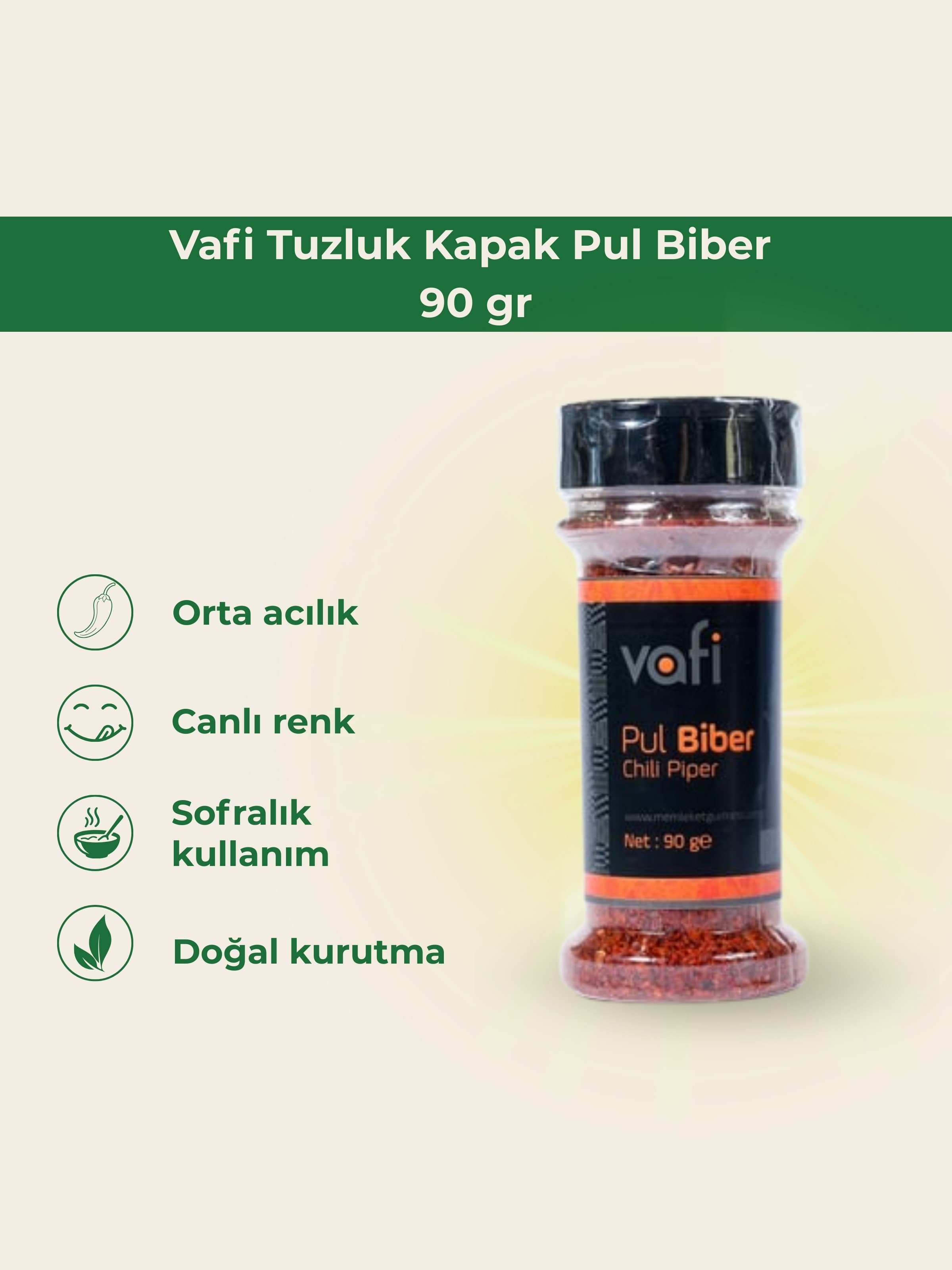 Vafi Tuzluk Kapak Pul Biber 90 grMemleket Gurmesi