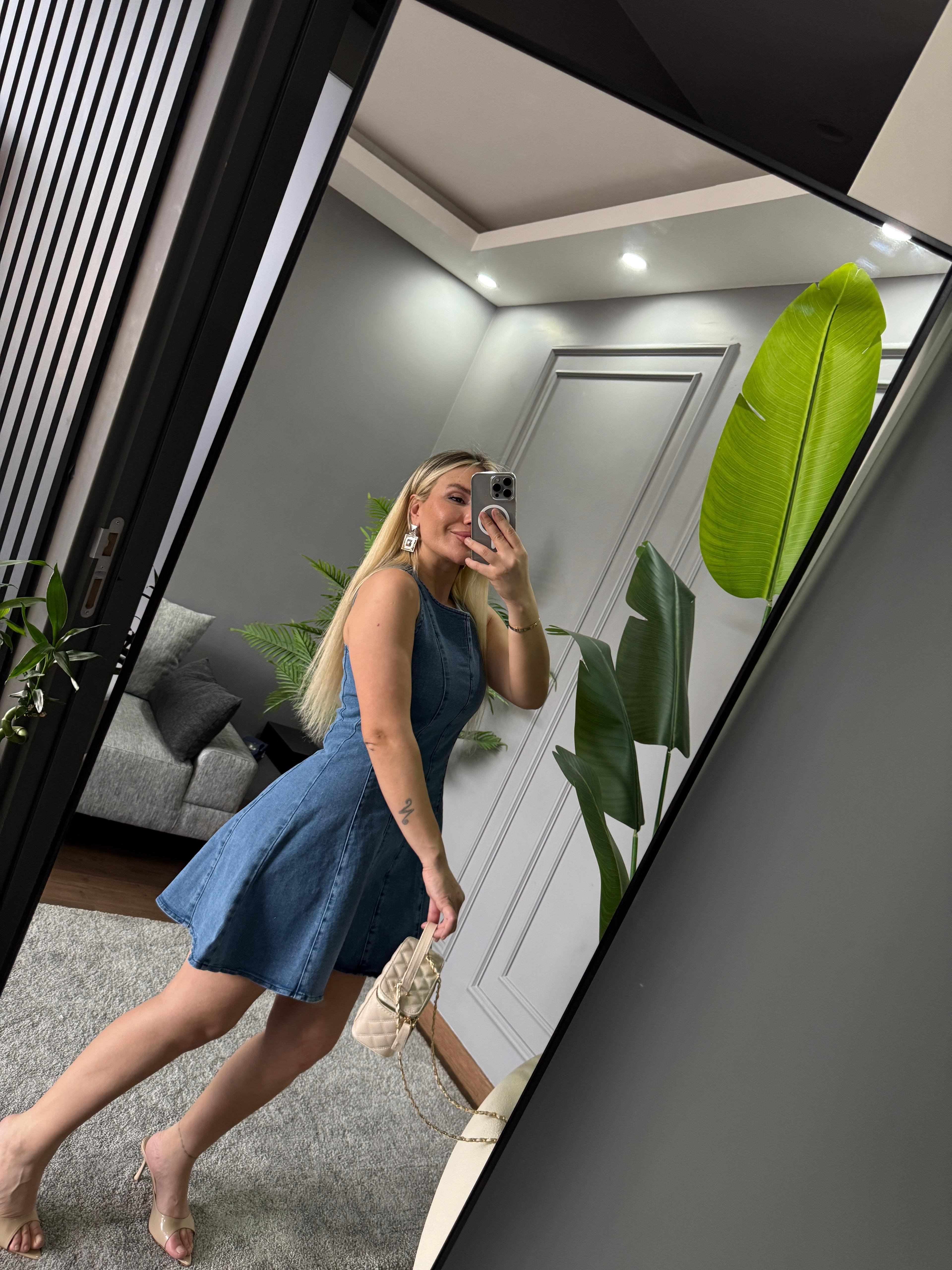 FERMUARLI ÇAN KESİM ELBİSE