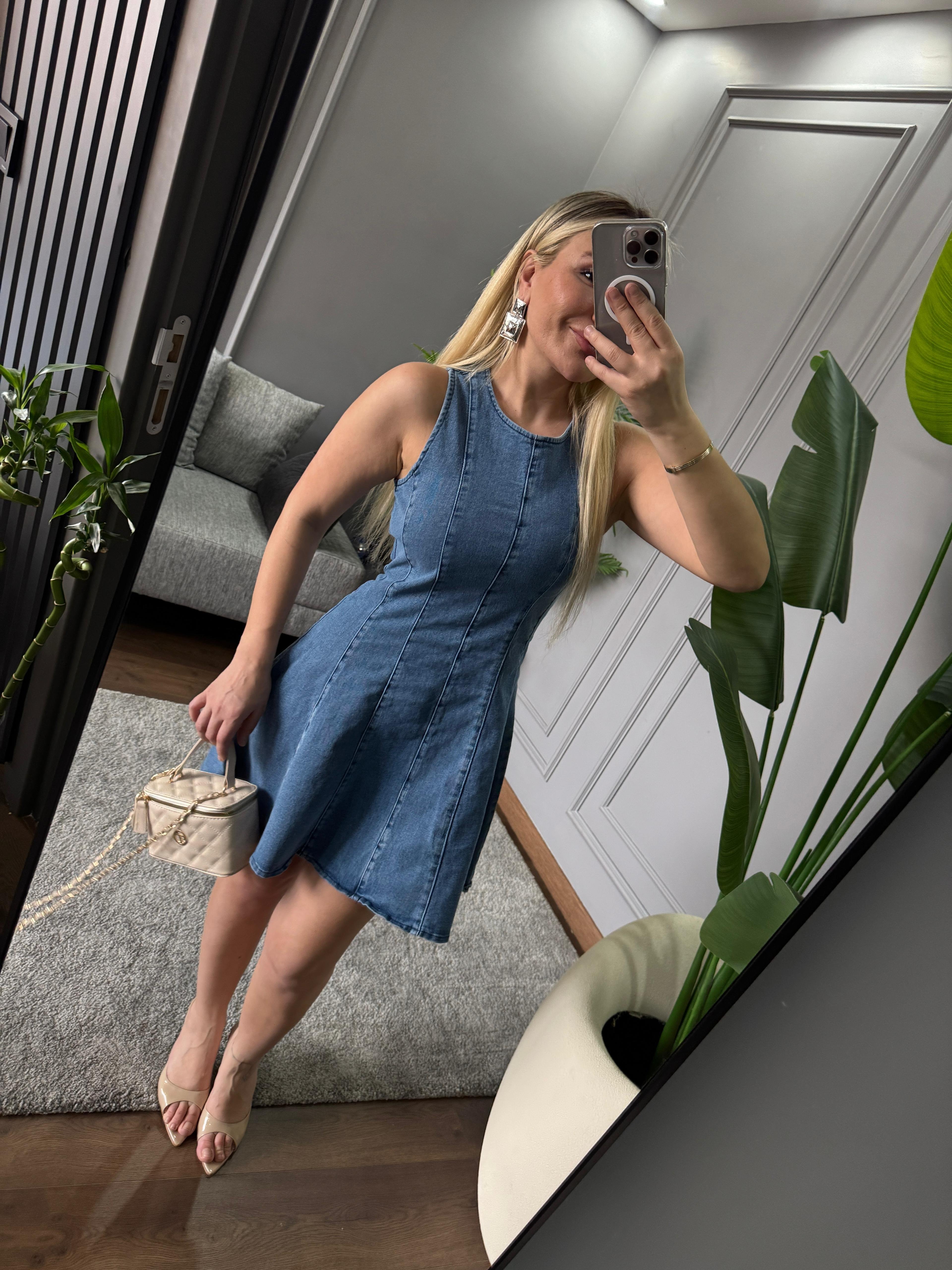 FERMUARLI ÇAN KESİM ELBİSE