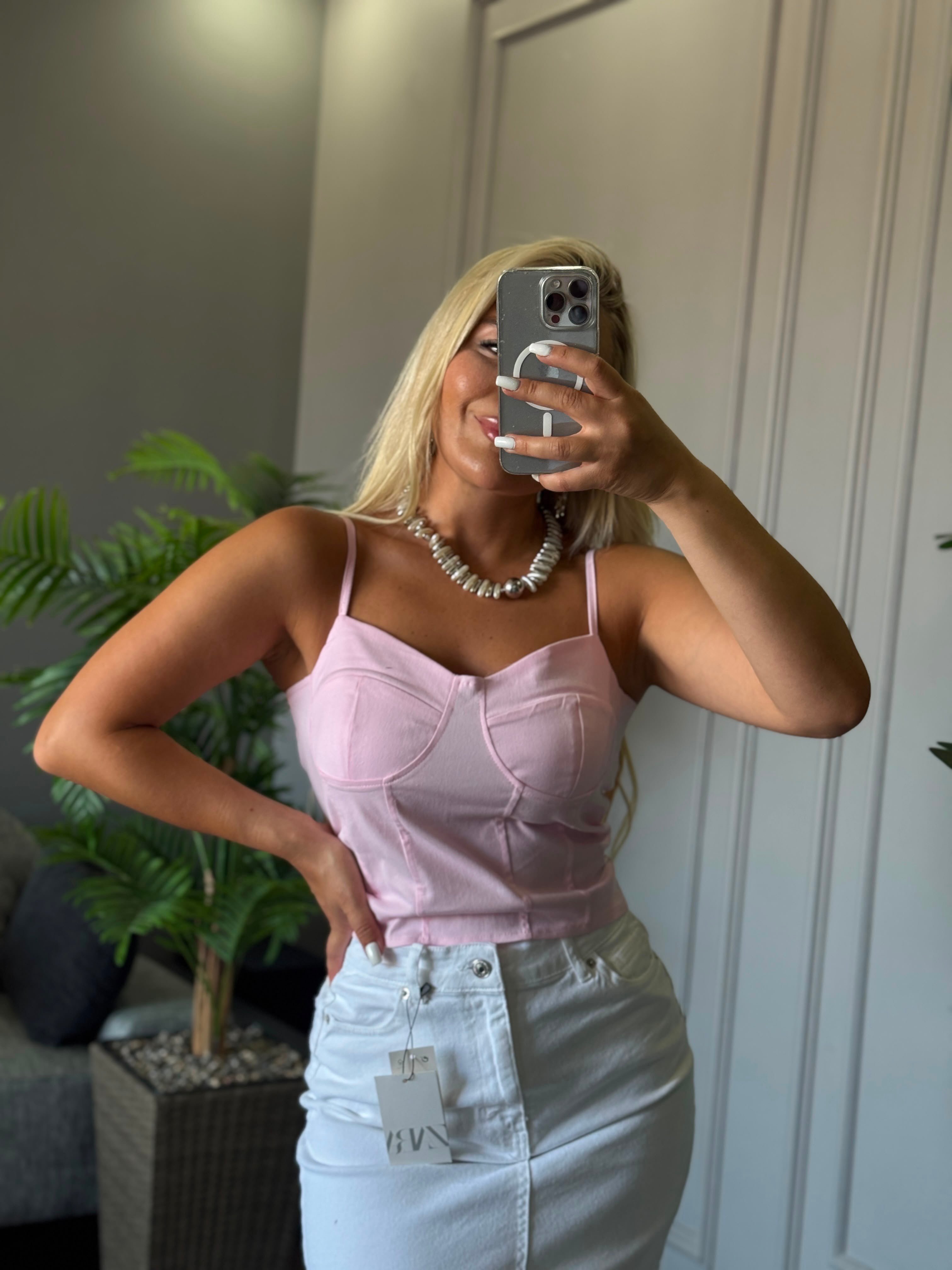 FERMUARLI DENİM BÜSTİYER