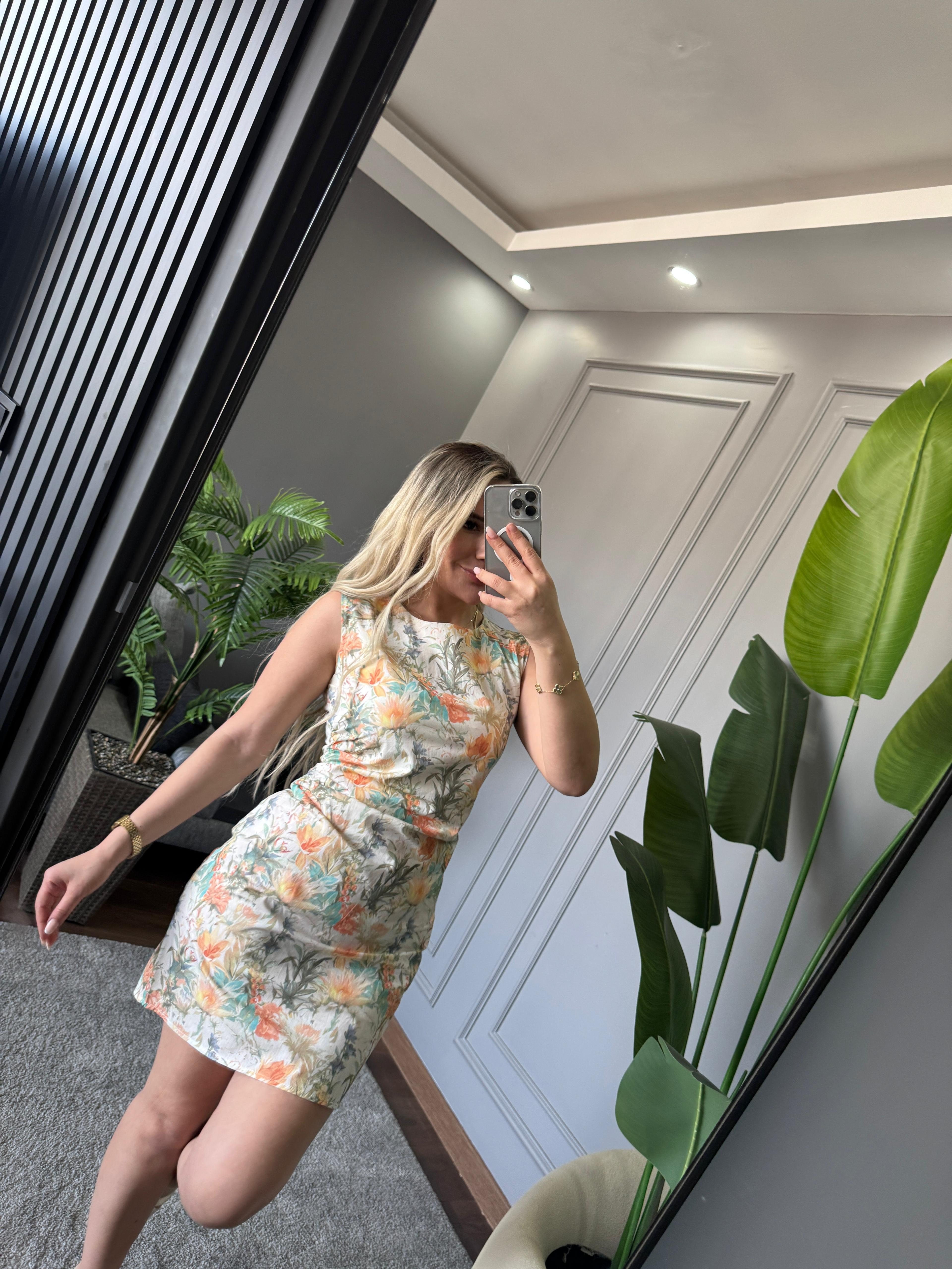 FERMUARLI DRAPELİ ELBİSE 