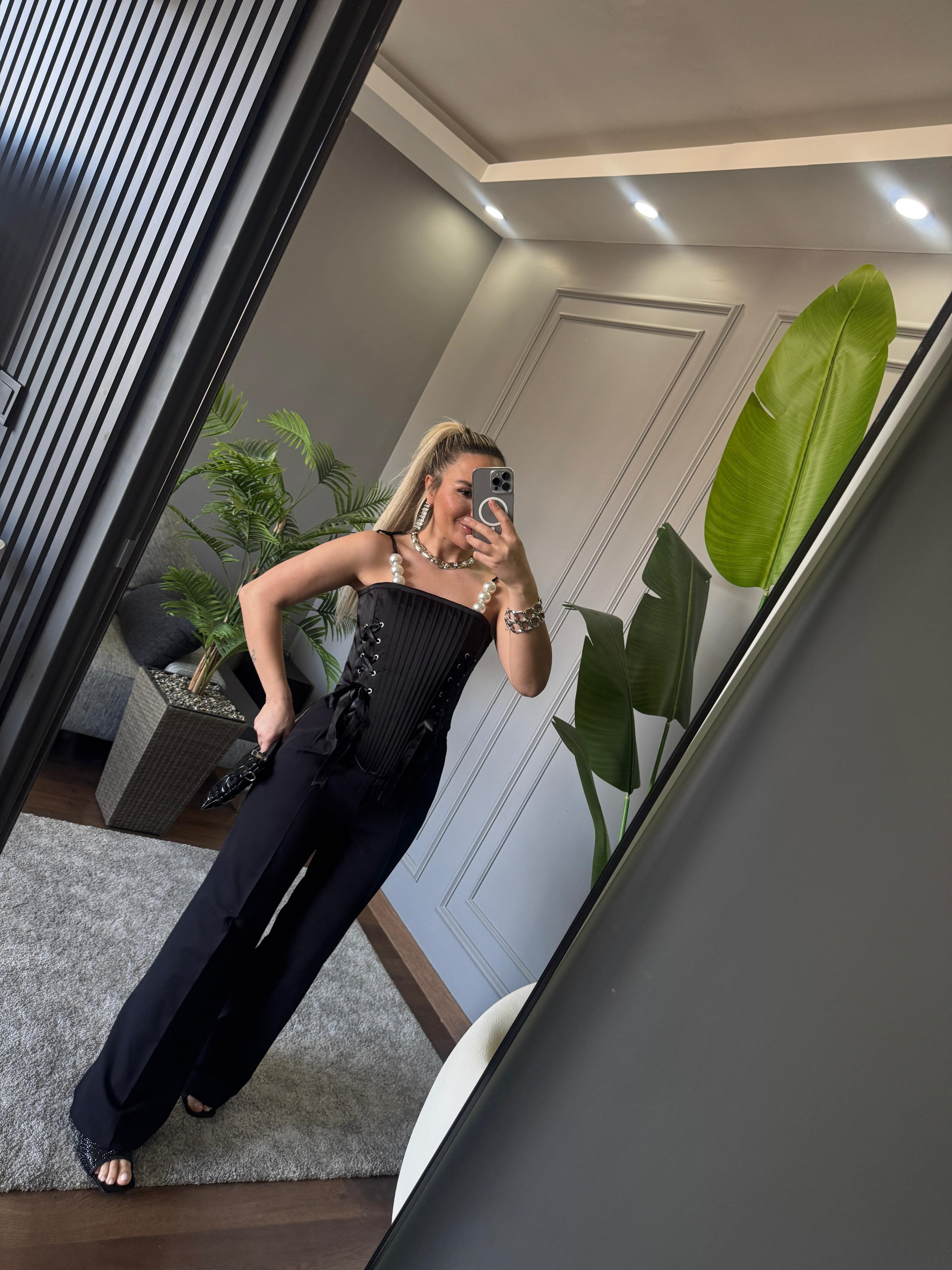 İNCİLİ SATEN KORSE