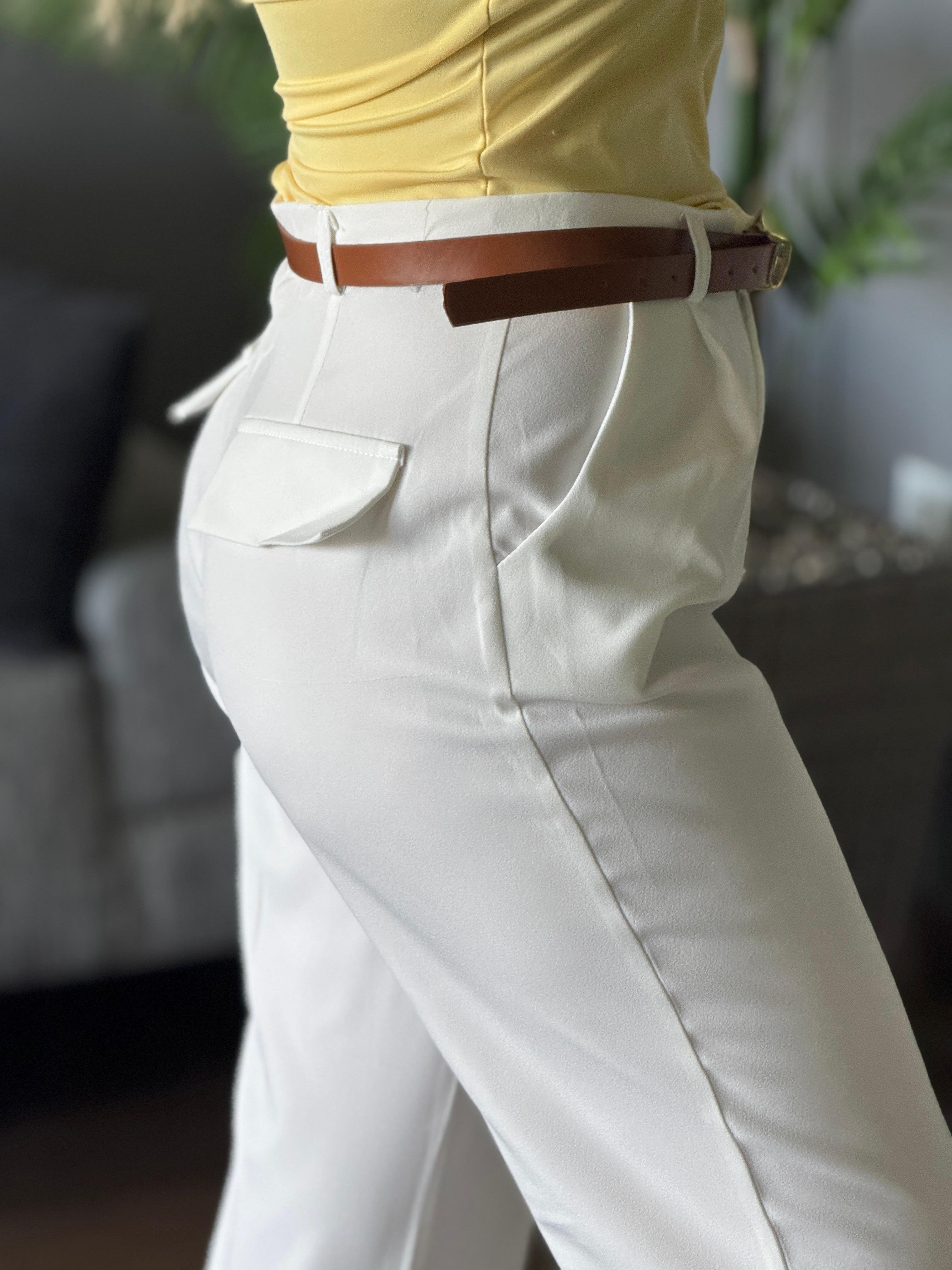 KEMERLİ KUMAŞ PANTOLON 