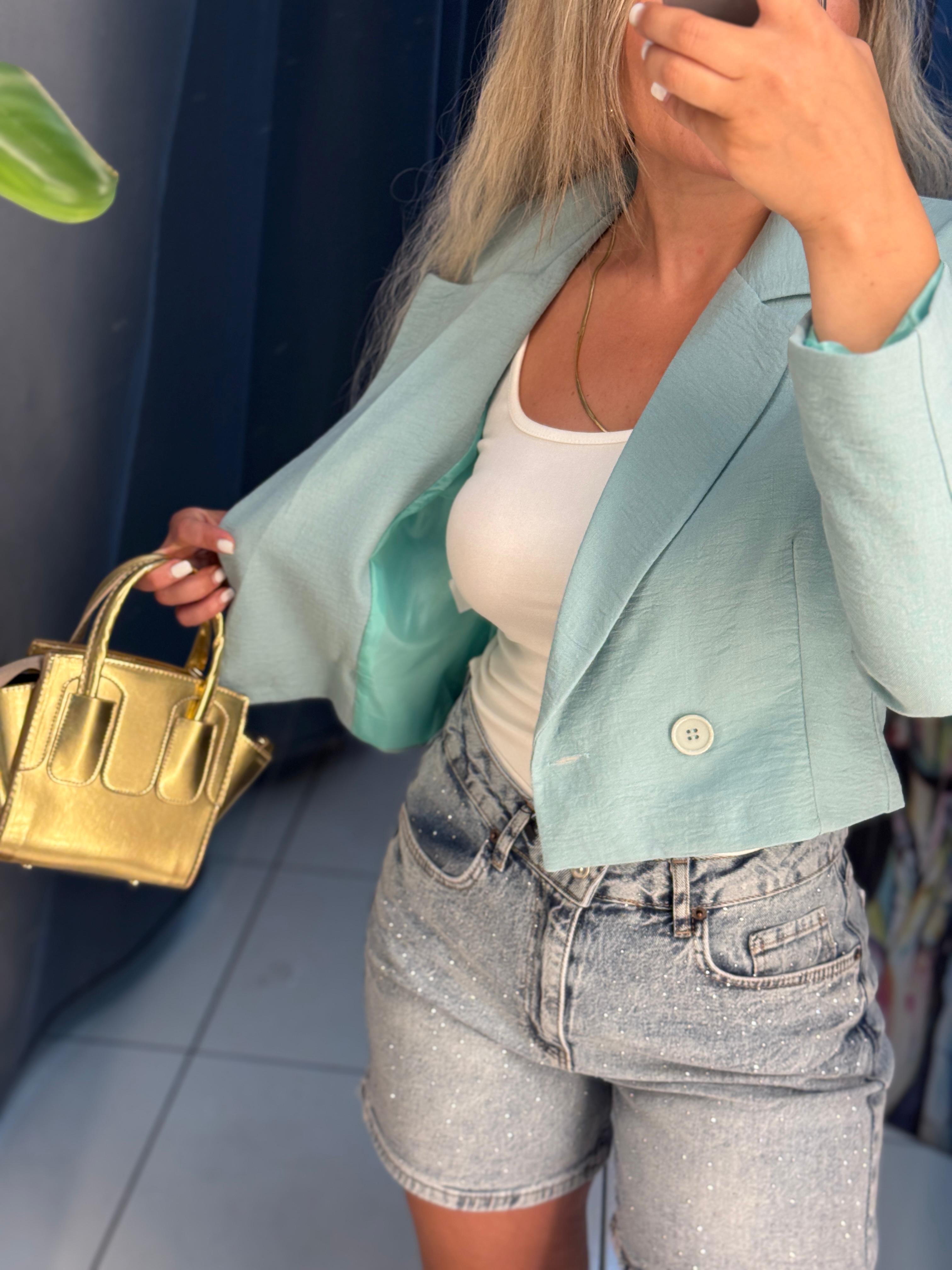 Kısa Blazer ceket astarlı 