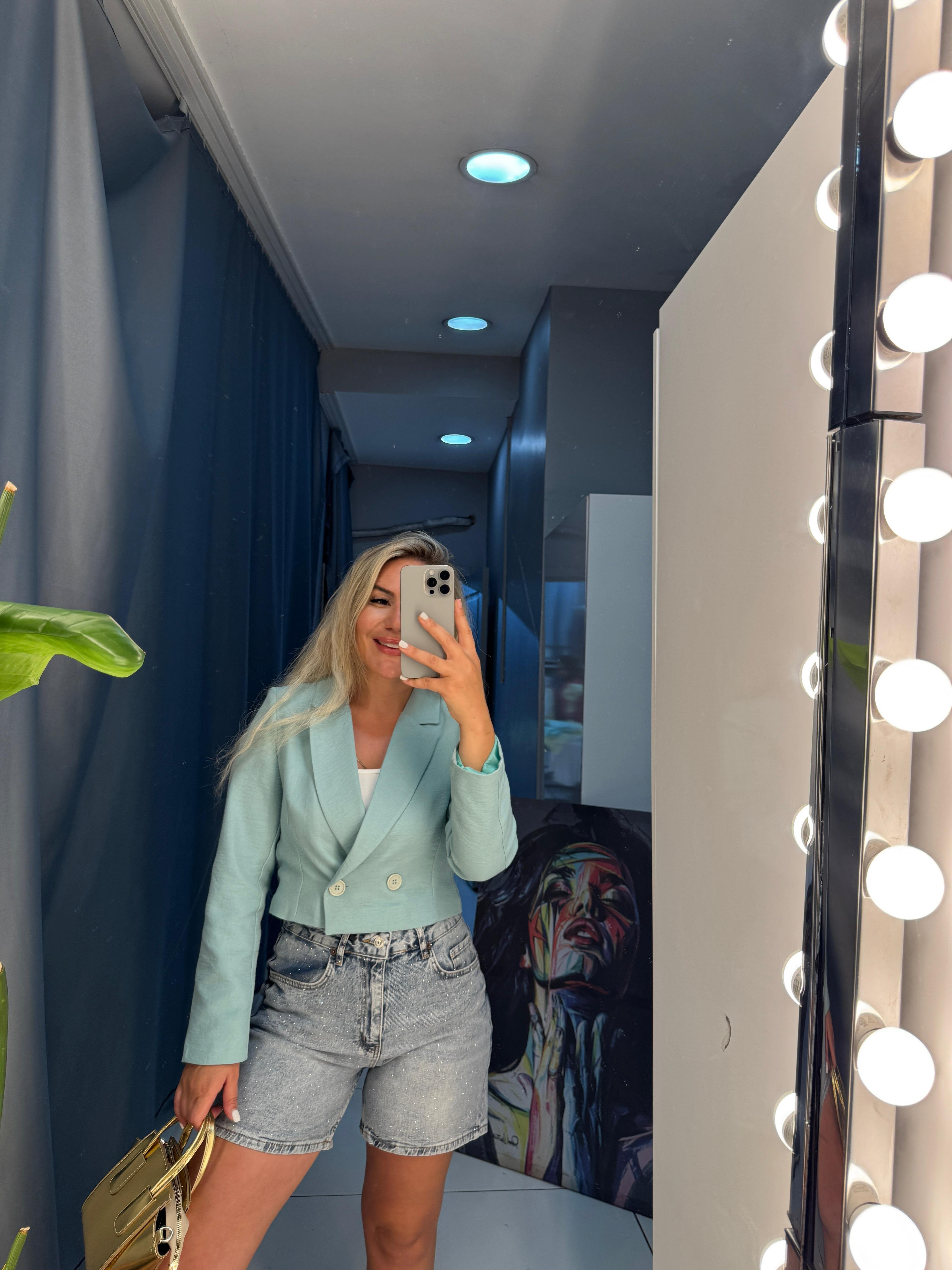 Kısa Blazer ceket astarlı 