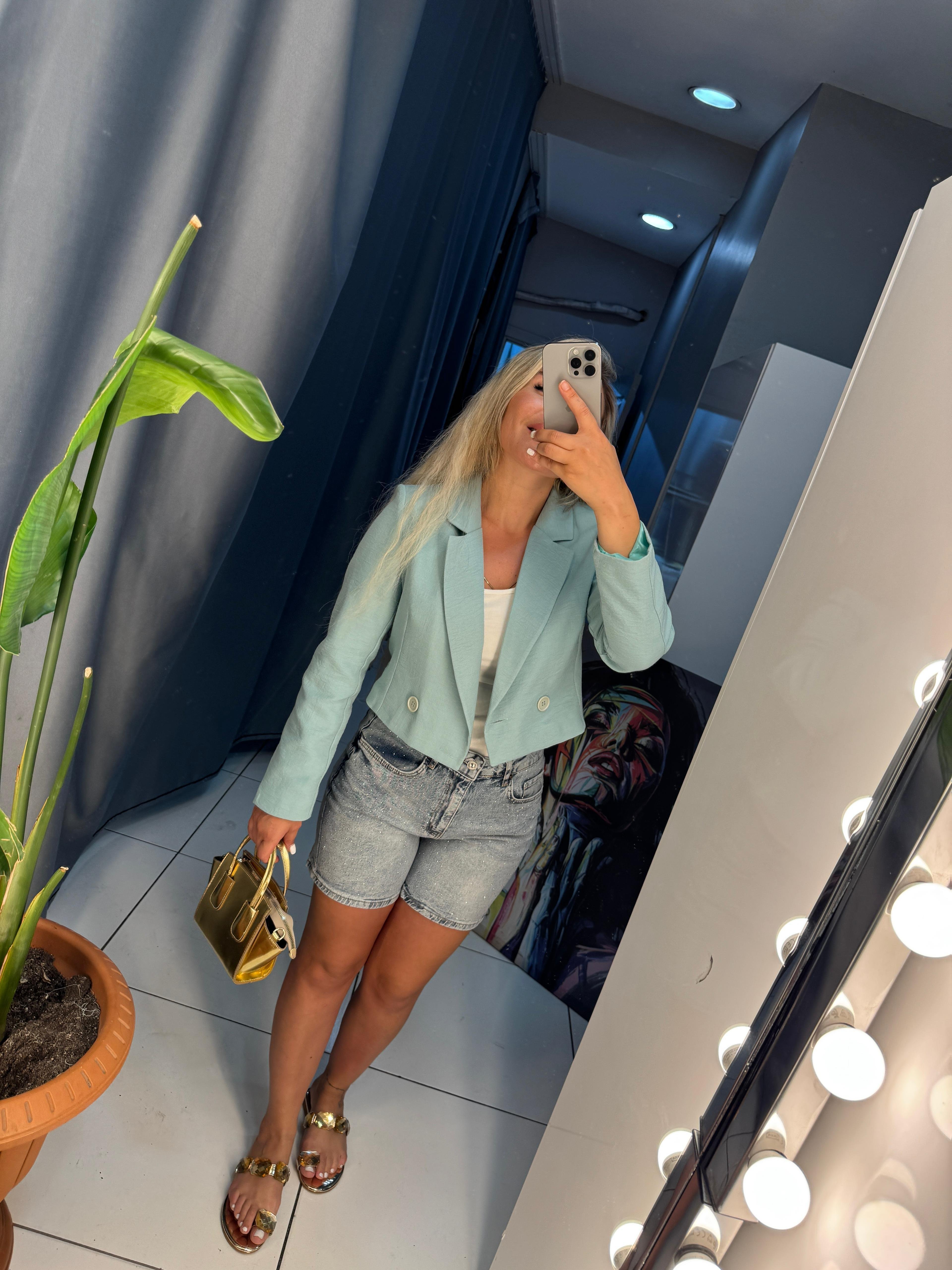Kısa Blazer ceket astarlı 