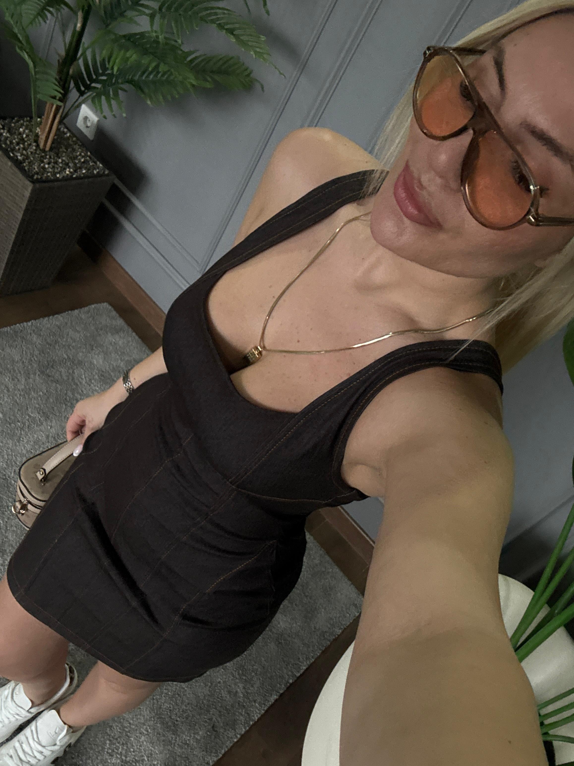 MİNİ ASKILI KOT ELBİSE