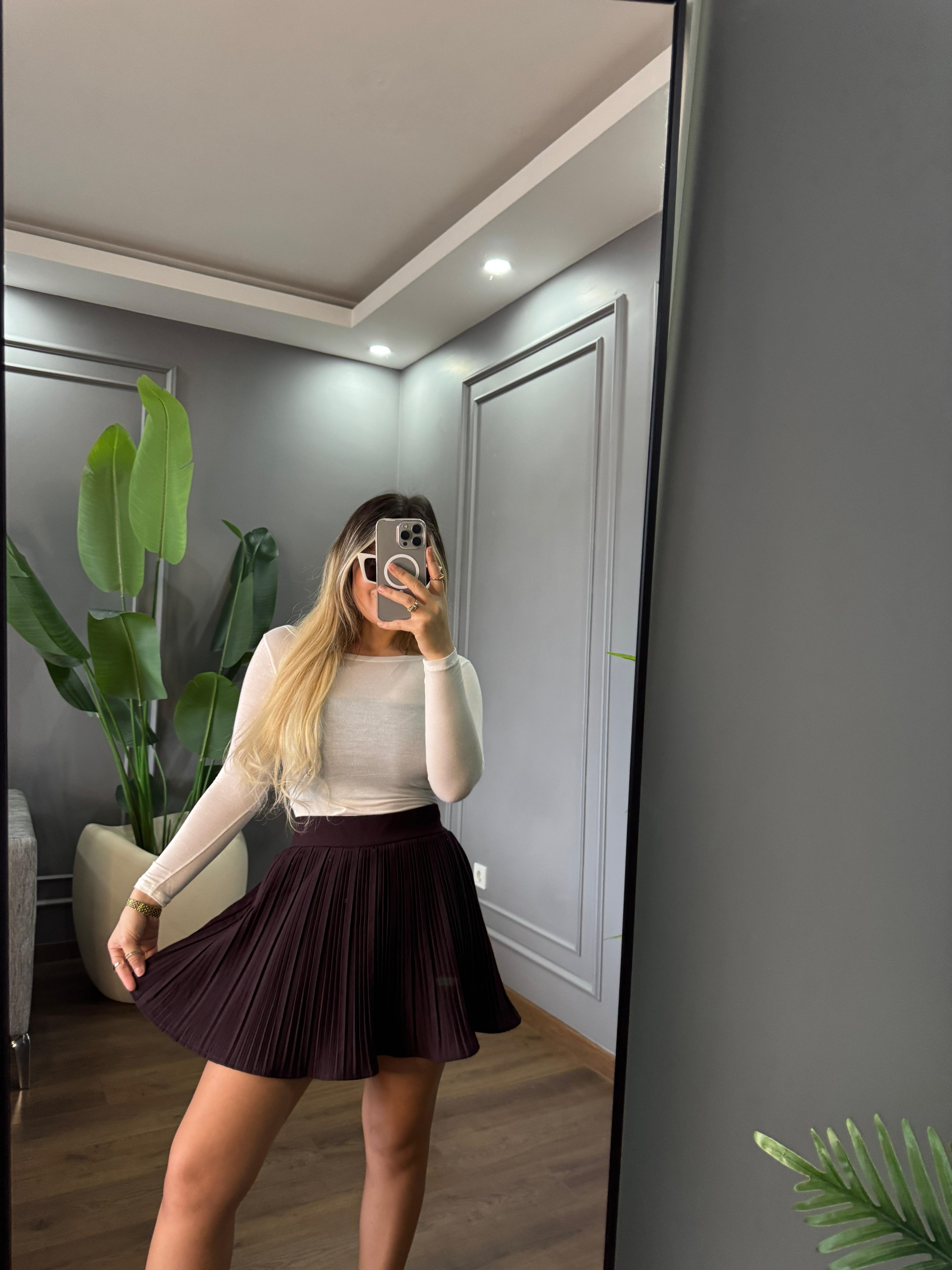 PİLELİ ŞORT ETEK 