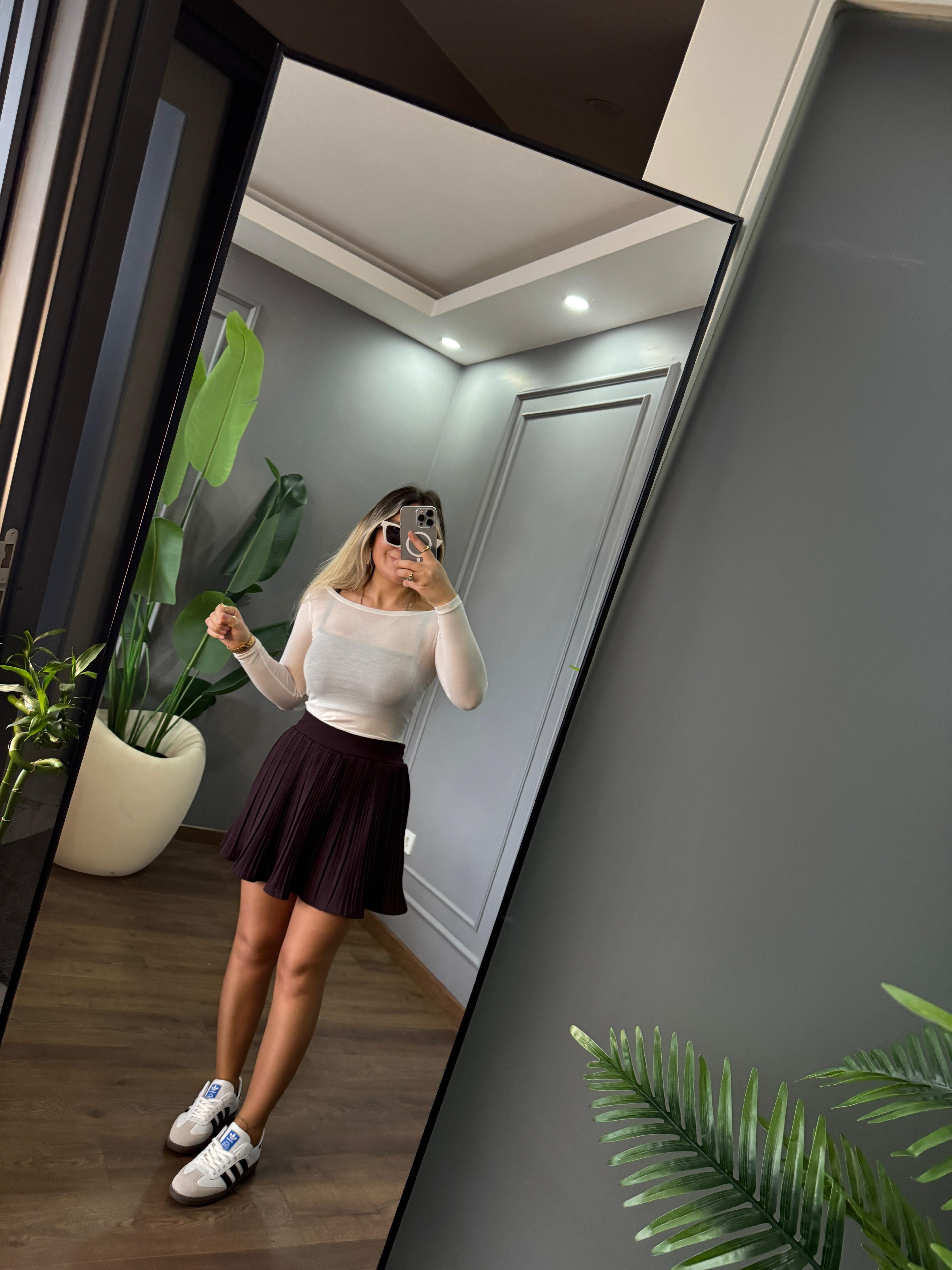 PİLELİ ŞORT ETEK 