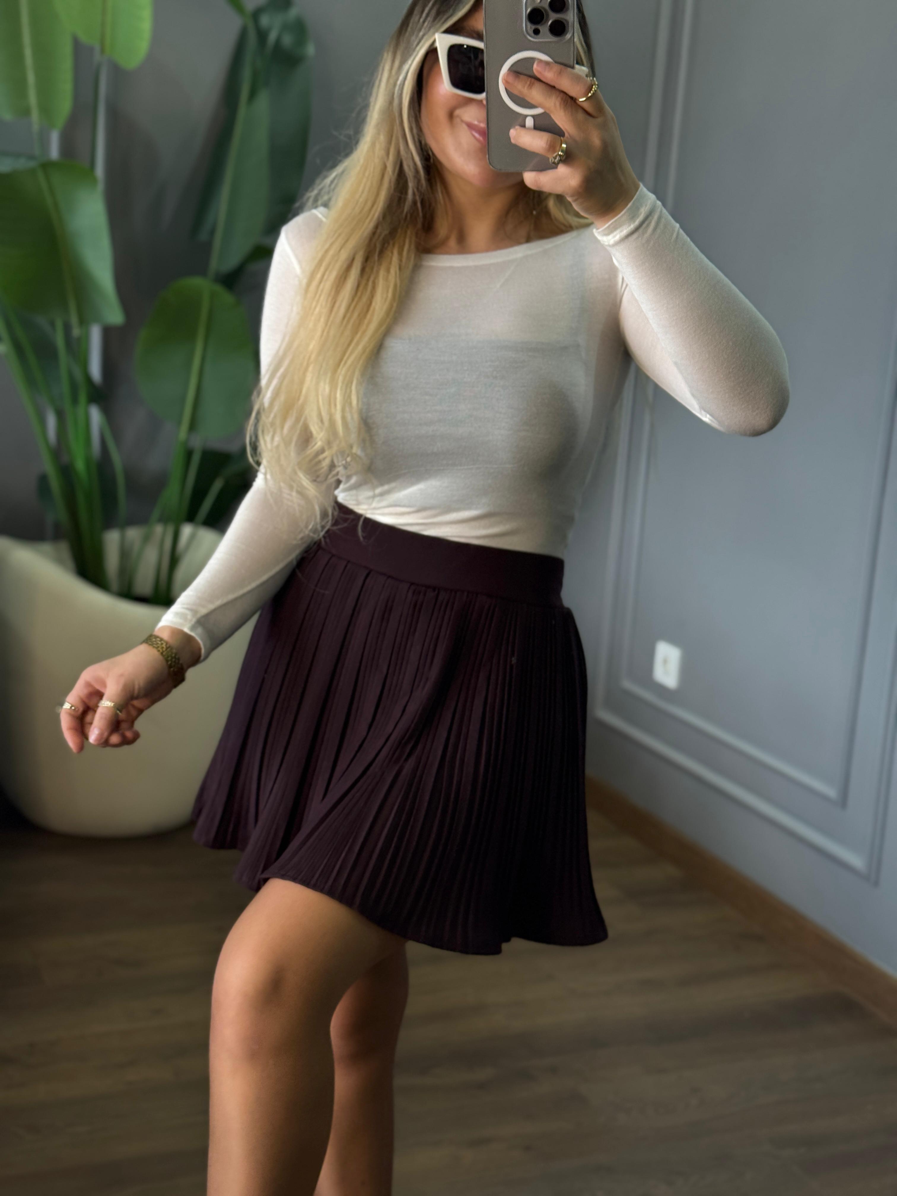 PİLELİ ŞORT ETEK 