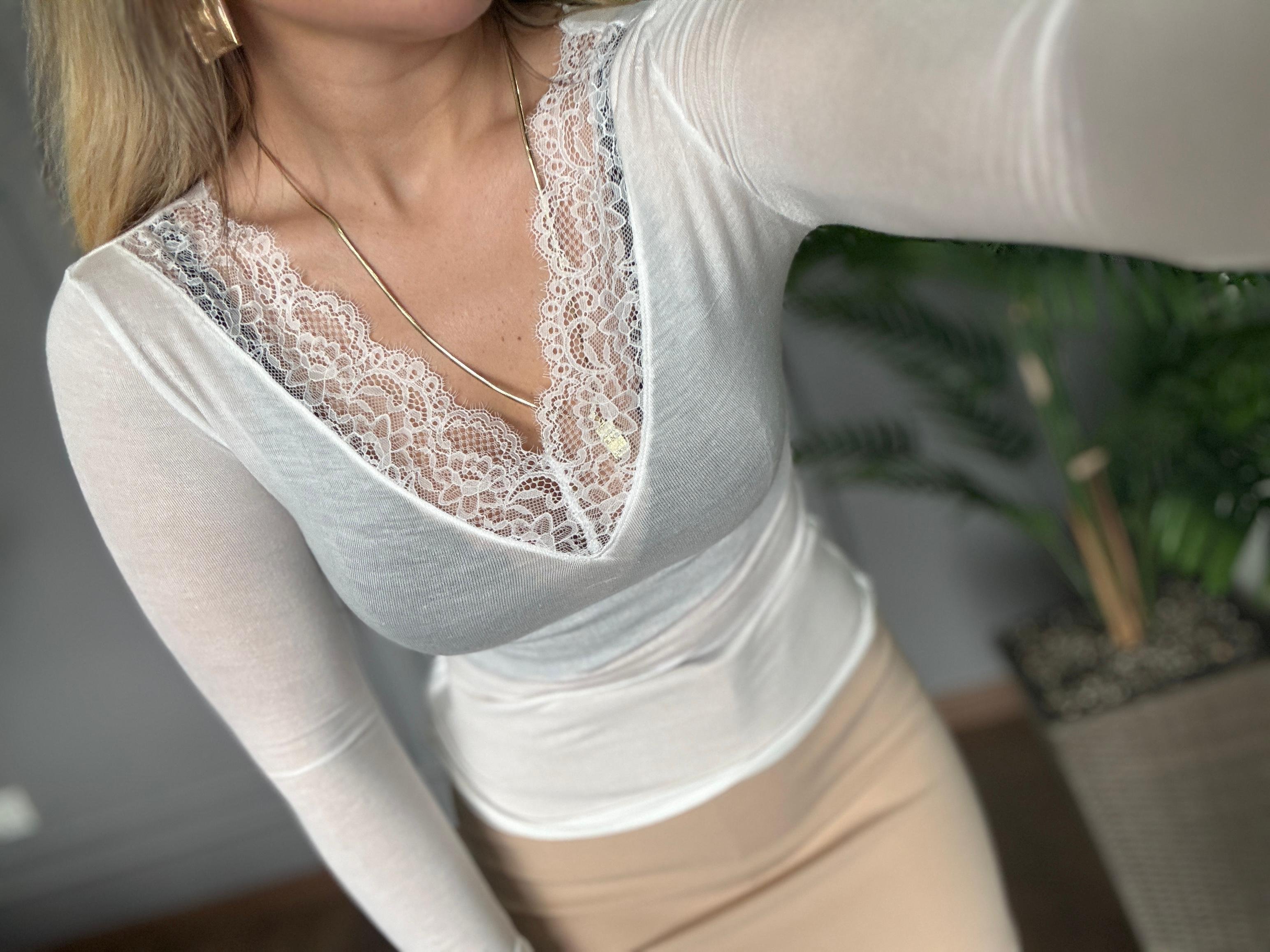 TRANSPARAN DEKOLTE BLUZ 