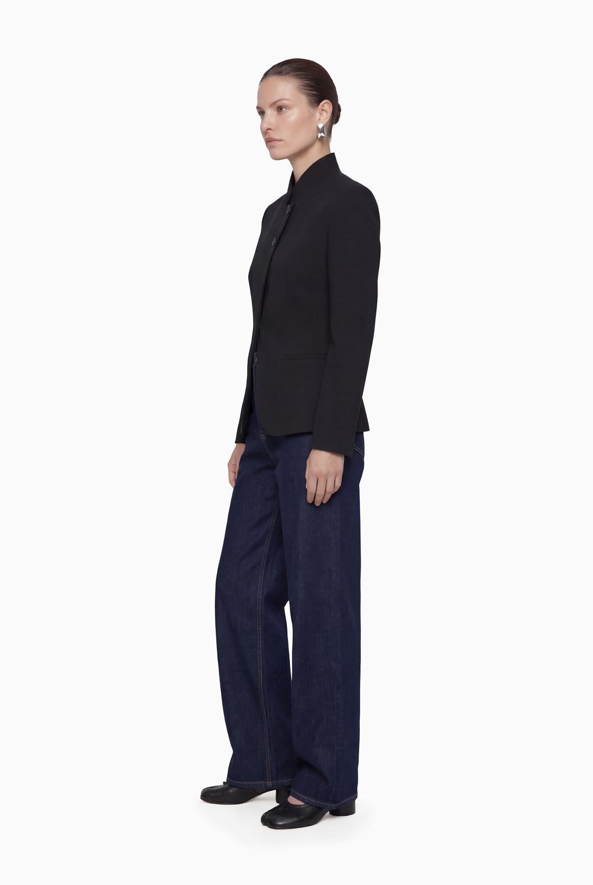 Dik Yaka Düğmeli Blazer Ceket
