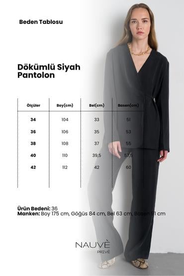 Dökümlü Siyah Pantolon