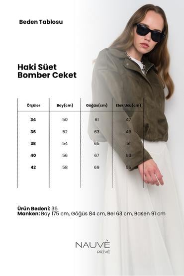 Haki Süet Bomber Ceket